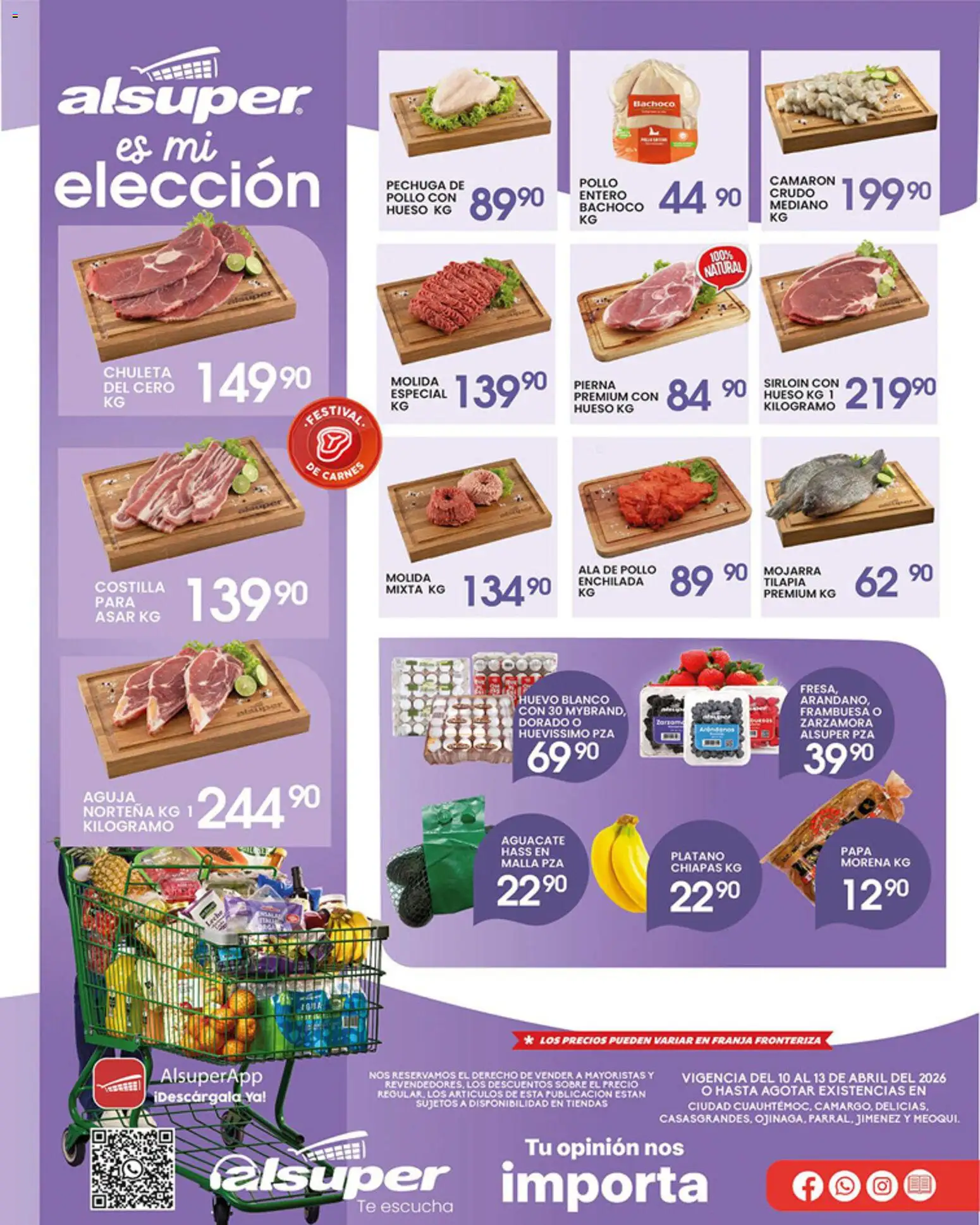 Nuevas ofertas de Alsuper válidas en toda la República Mexicana desde el 10.04.2026. ¡Encuentra las mejores ofertas en Alsuper folleto Chihuahua-Estado! | Página: 1 | Productos: Plátano, Papa, Té, Sobre