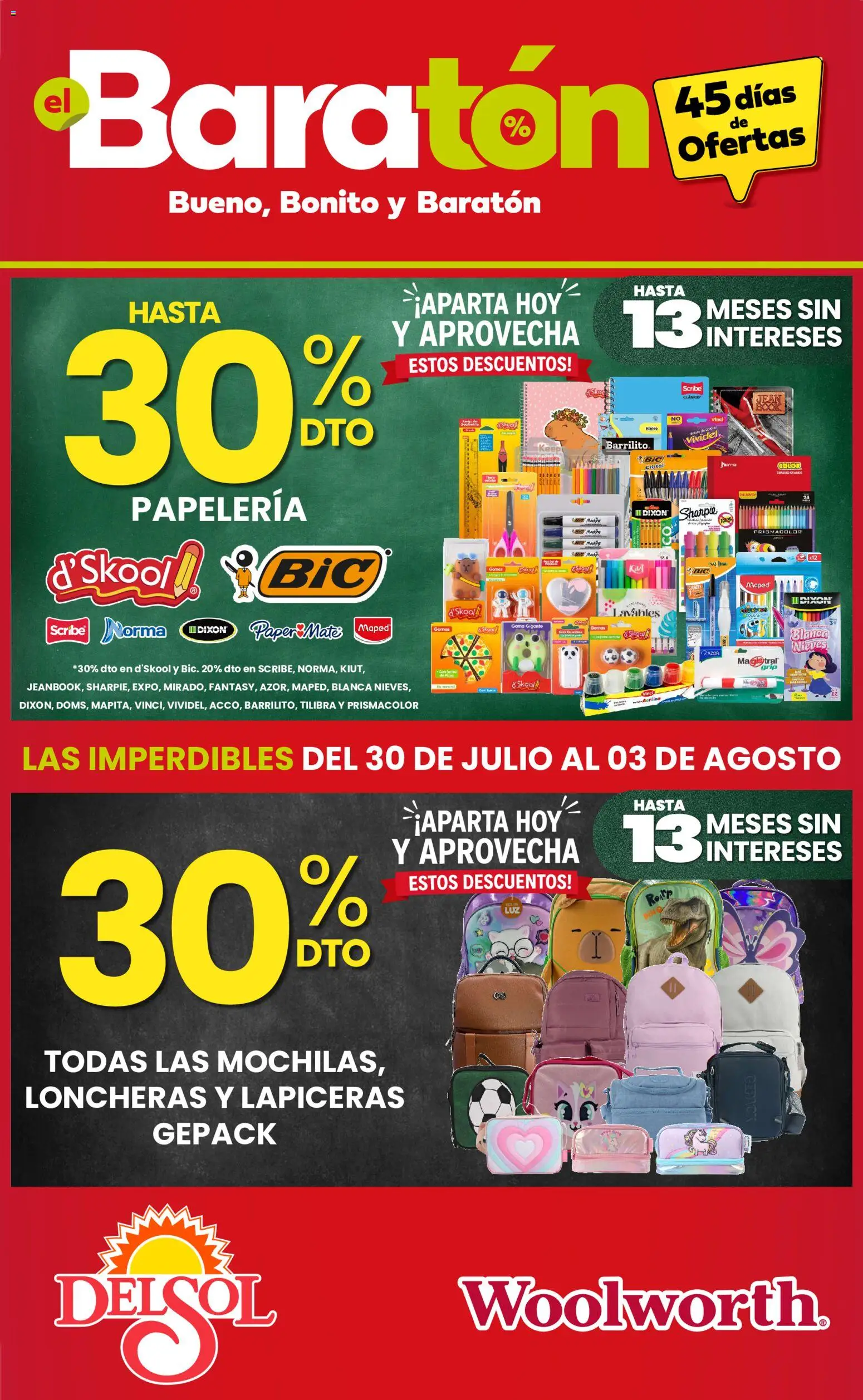 Nuevas ofertas de Del Sol y Woolworth válidas en toda la República Mexicana desde el 30/07/2026. ¡Encuentra las mejores ofertas en Del Sol y Woolworth catálogo Bueno, Bonito y Baratón! | Página: 1 | Productos: Cuadro, Col