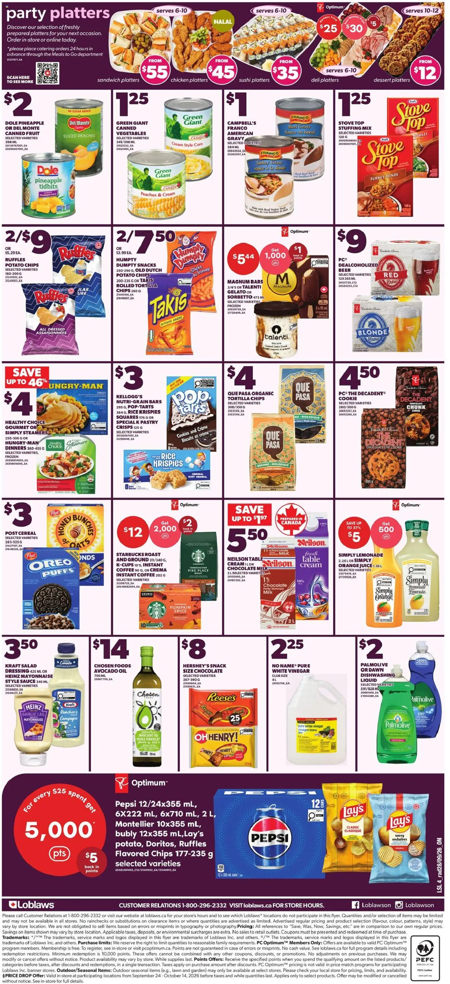 Loblaws flyer valid from Oct 1, 2026 | Page: 2 | Products: Canned fruit, Magnum, Dressing, Beer