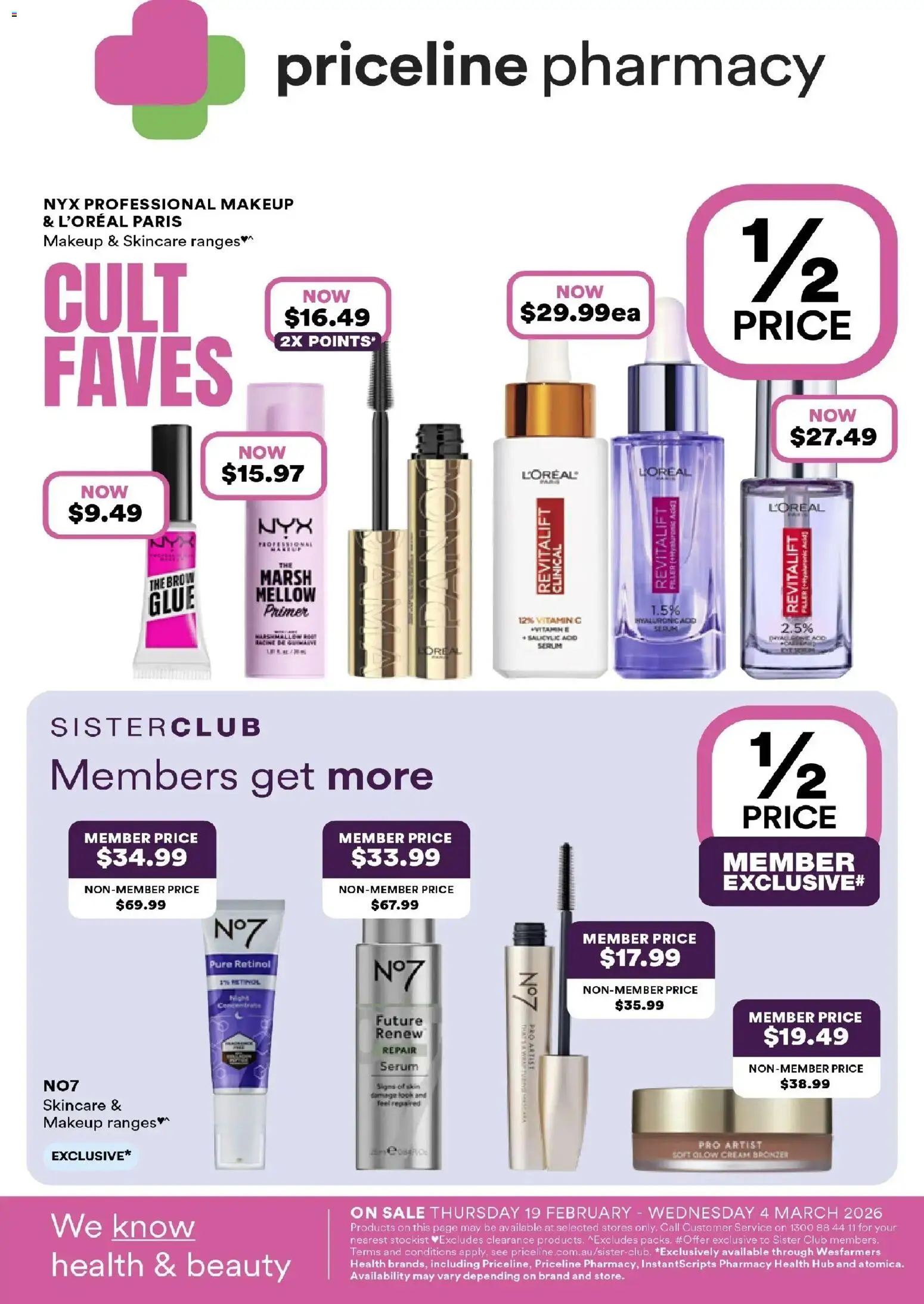 Priceline Pharmacy catalogue - valid from 19.02.2026 | Page: 1 | Products: Bronzer, Makeup, Cream, Glue