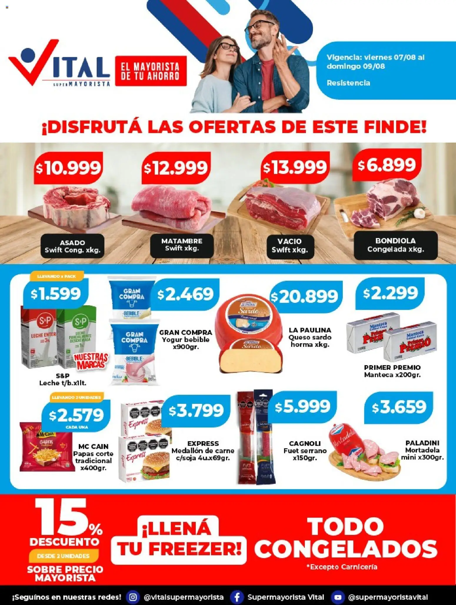Vital - Ofertas fin │ válido desde el 07/08/2026 | Página: 2 | Productos: Carne, Papas, Leche, Freezer