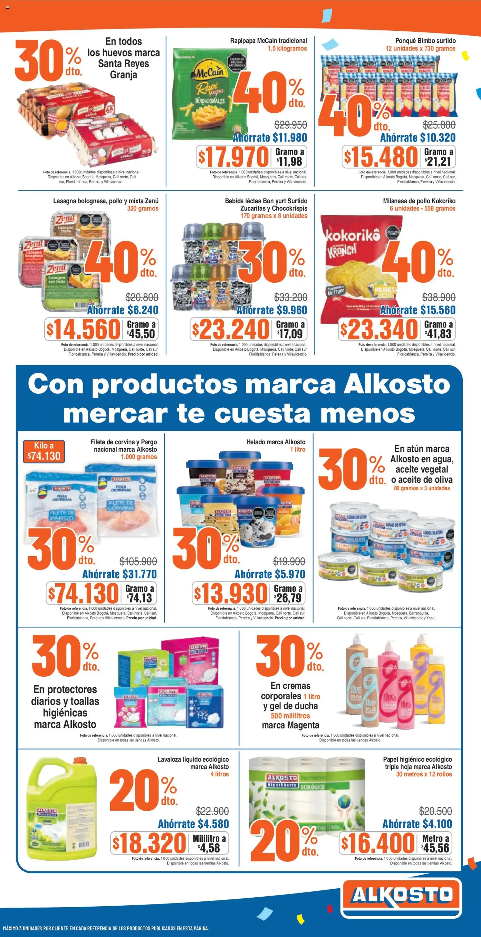 Alkosto revista - valida desde el 11.04.2026 | Página: 3 | Productos: Ponqué, Ducha, Gel de ducha, Oliva