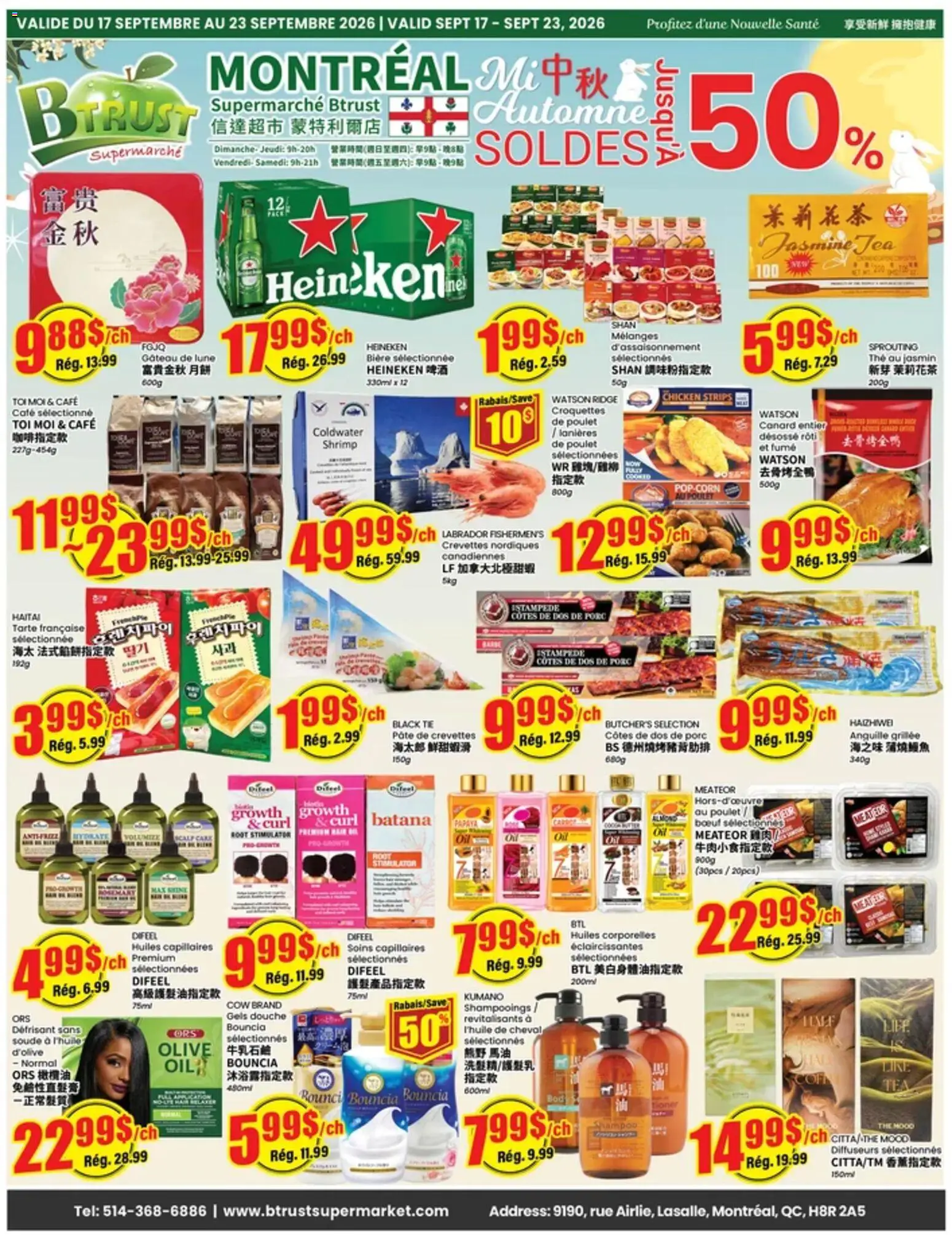 Btrust Supermarket flyer valid from Sep 17, 2026 | Page: 1 | Products: Pâté, Croquettes, Shampoo, Chicken strips