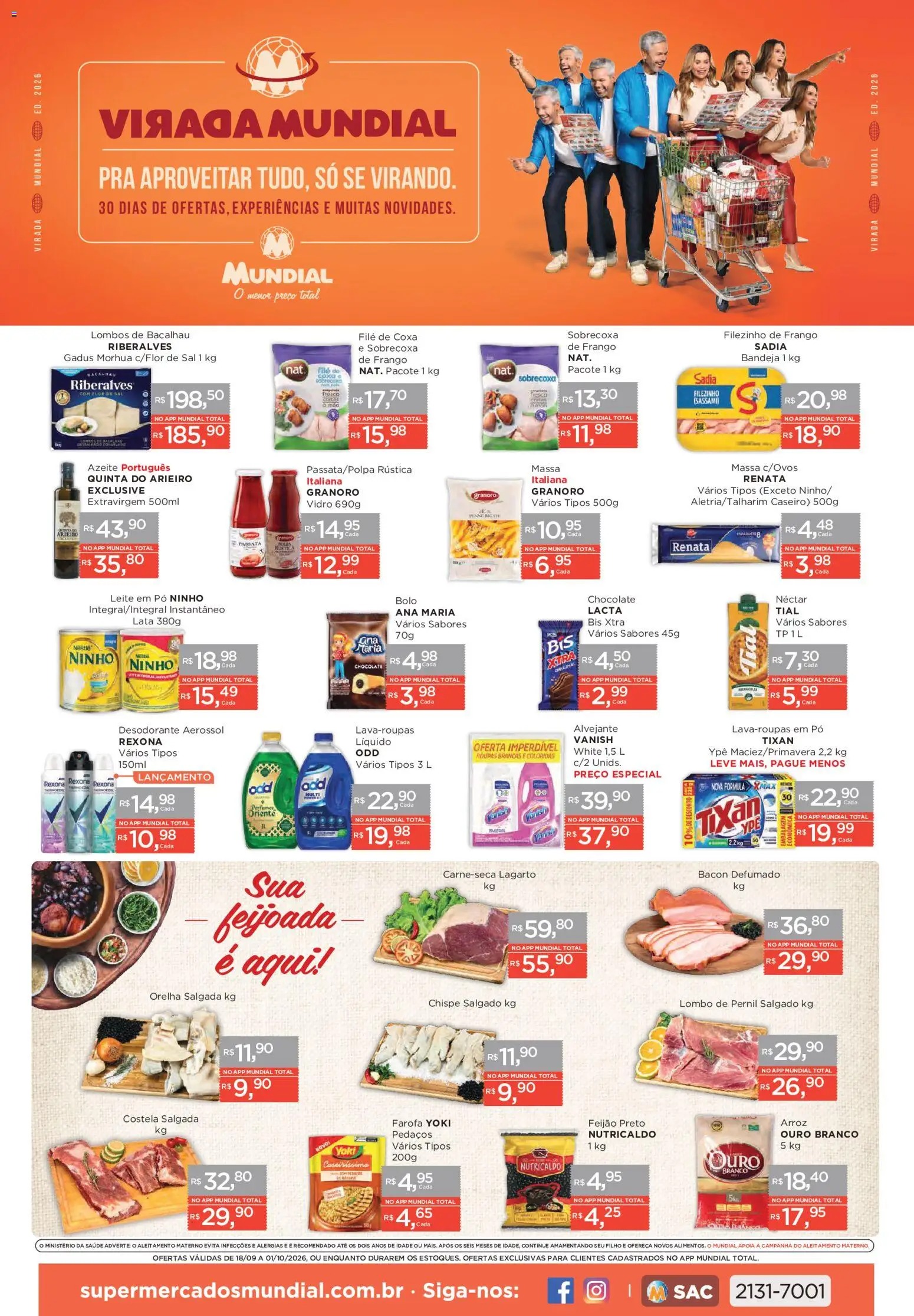 Mundial Folheto - válido de 18/09/2026 | Página: 1 | Produtos: Perfume, Massa, Sal, Azeite