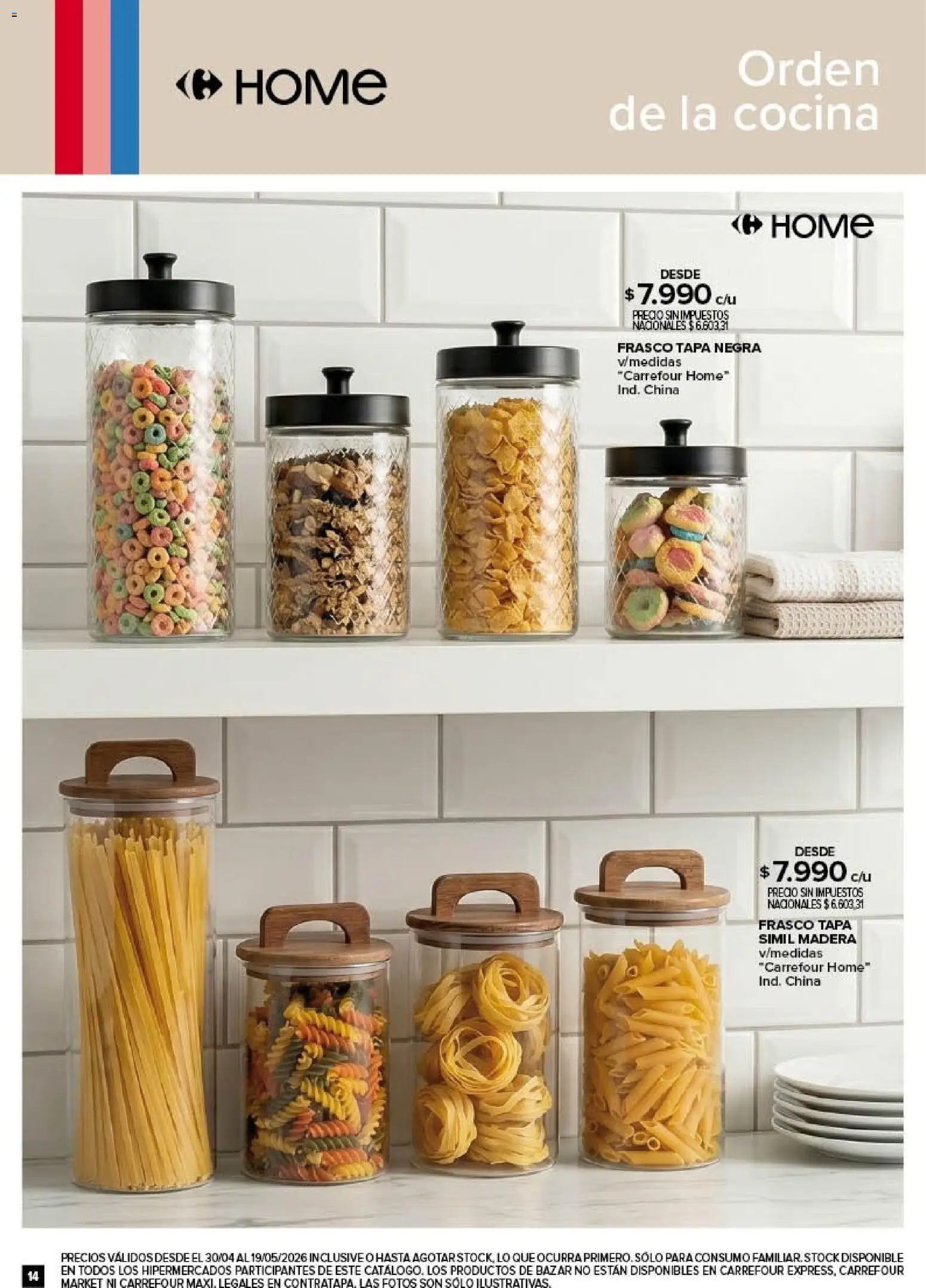 Carrefour - Deco Hogar  │ válido desde el 30.04.2026 | Página: 14 | Productos: Cocina, Frasco