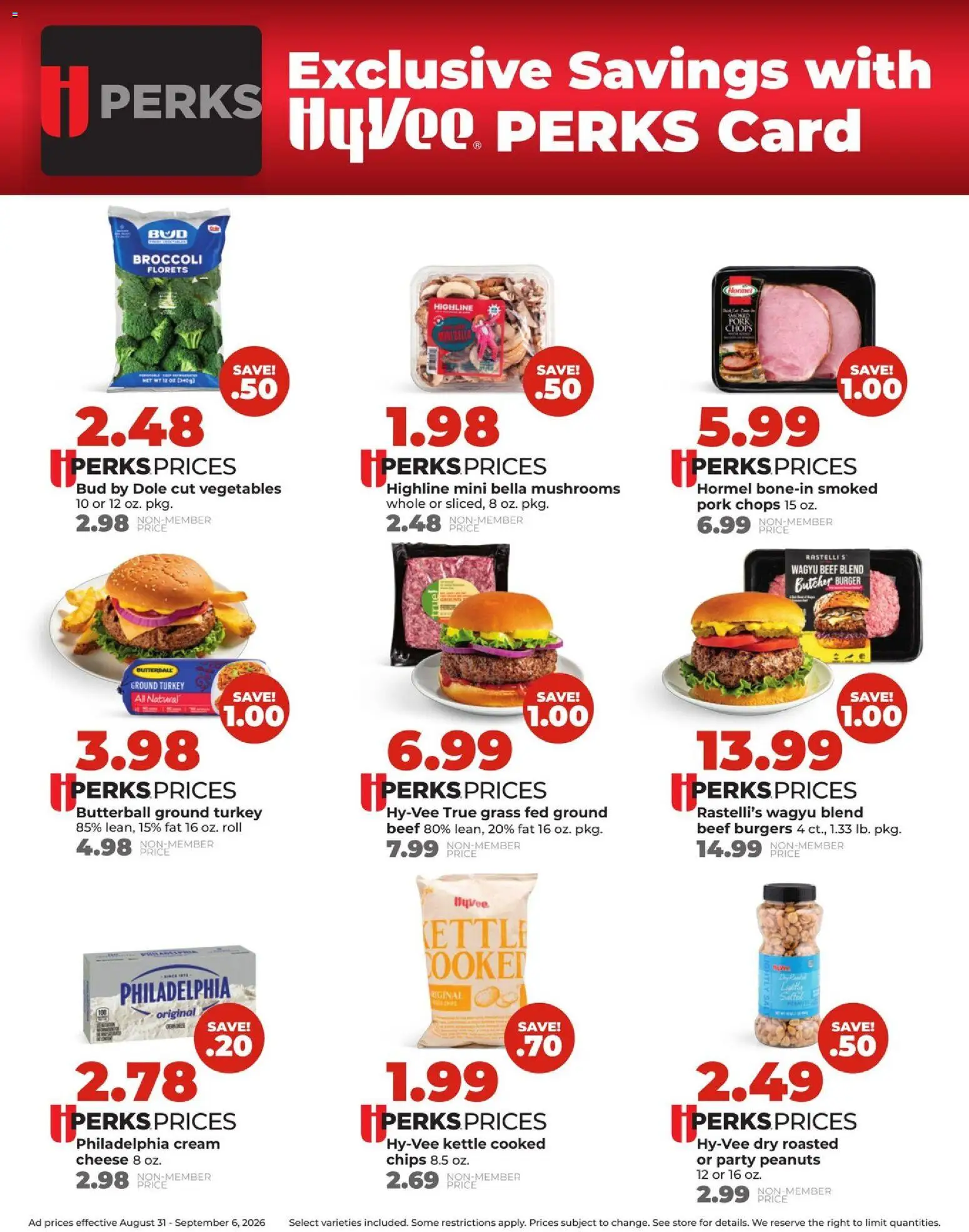 HyVee Weekly Ad - valid from 08/31/2026 | Page: 9 | Products: Broccoli, Cheese, Pork, Chips