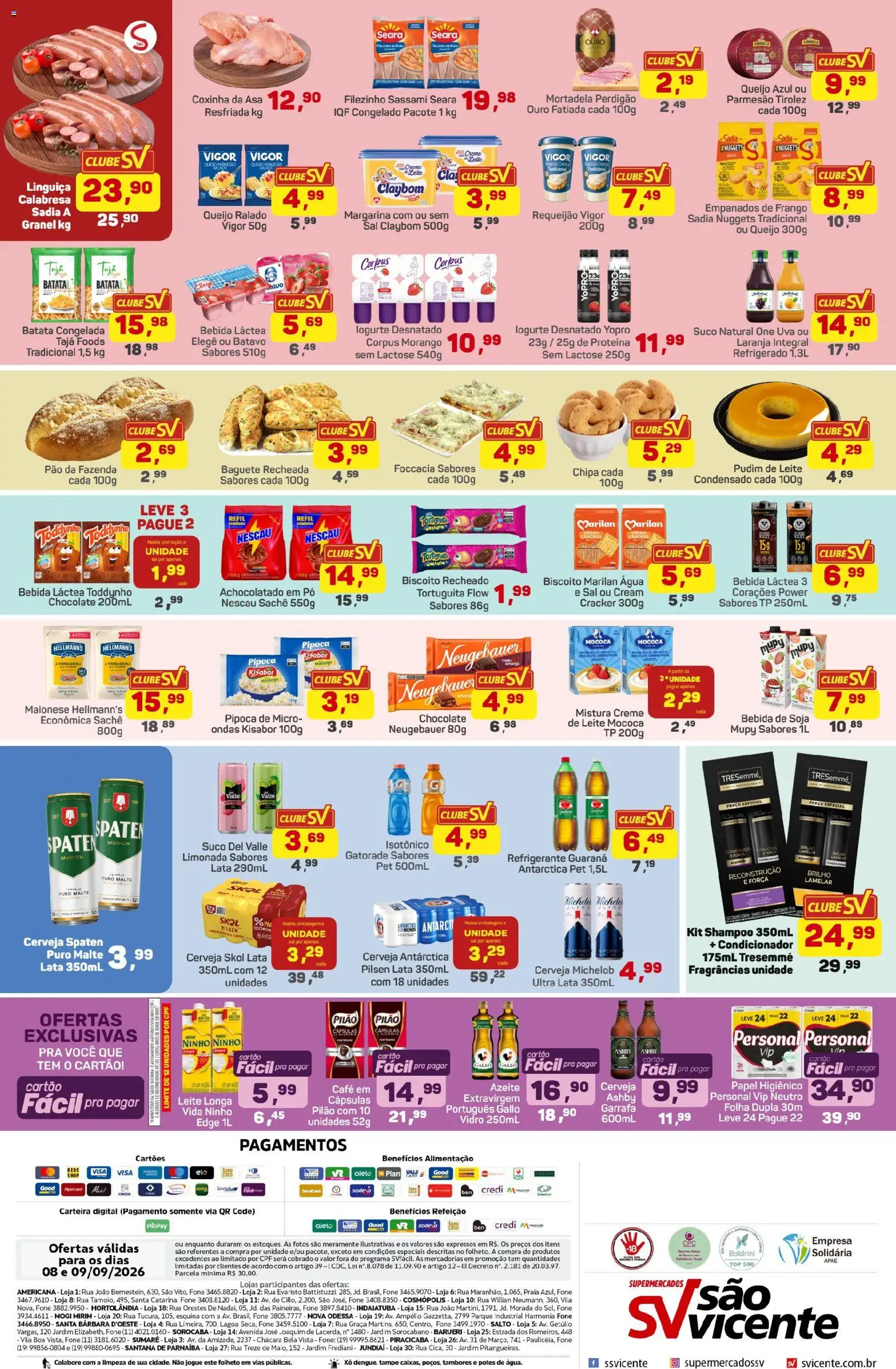Supermercados São Vicente Folheto - válido de 08/09/2026 | Página: 2 | Produtos: Pudim, Pão, Parmesão, Proteína