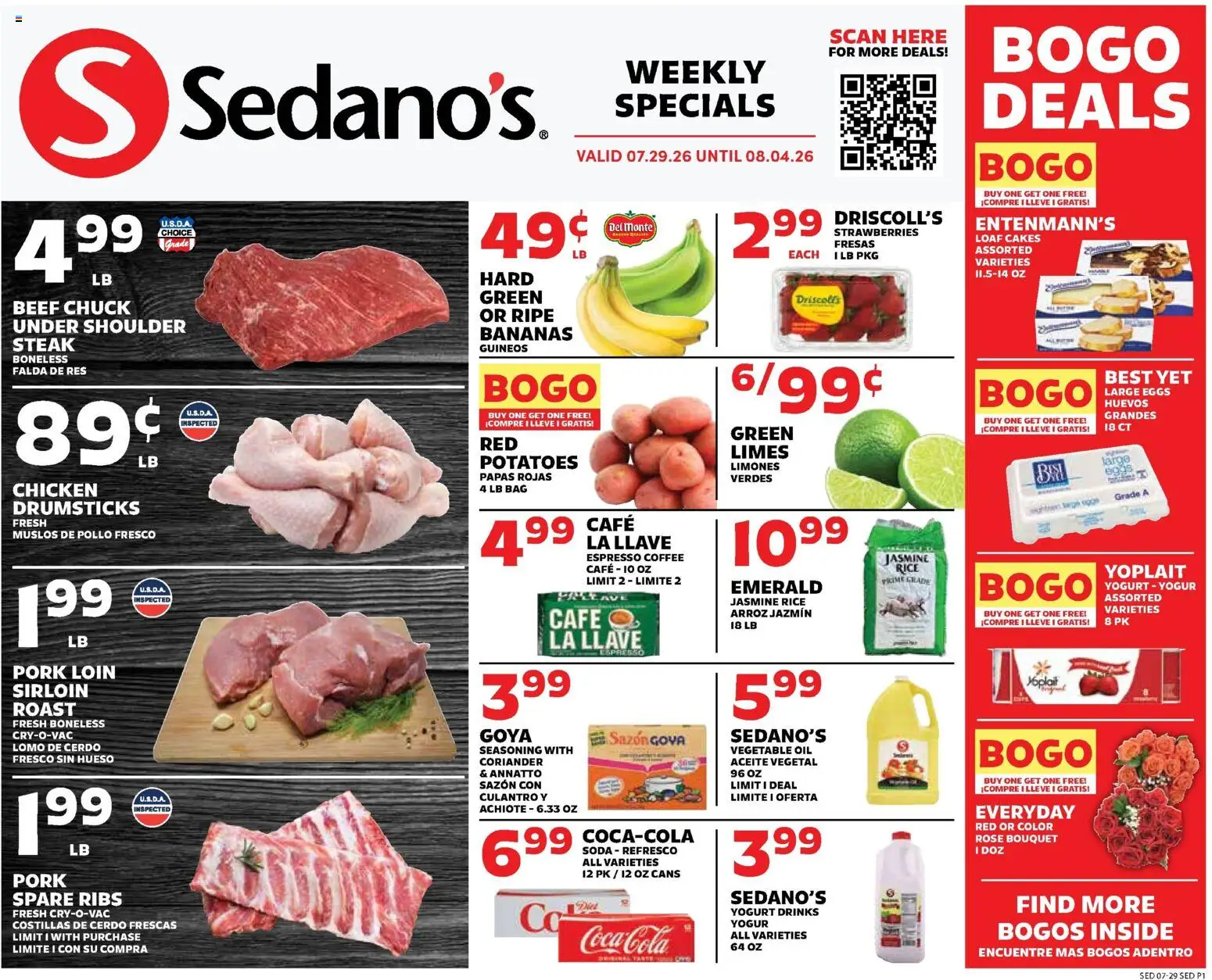 Sedano's Weekly Ad - valid from 07/29/2026 | Page: 1 | Products: Rice, Beef, Potatoes, Bag