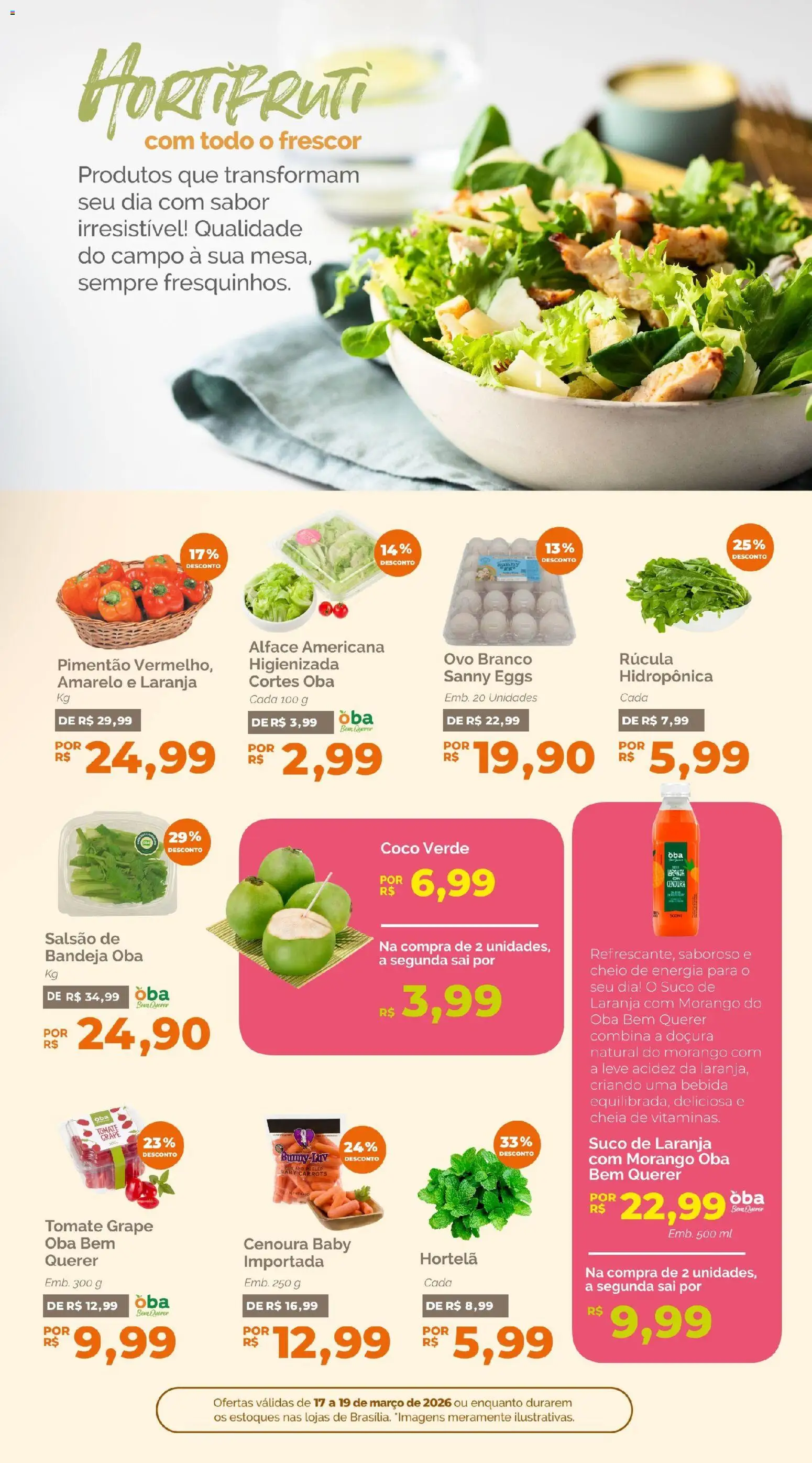 Oba Hortifruti Folheto - válido de 17.03.2026 | Página: 5 | Produtos: Coco, Rúcula, Suco, Bebida