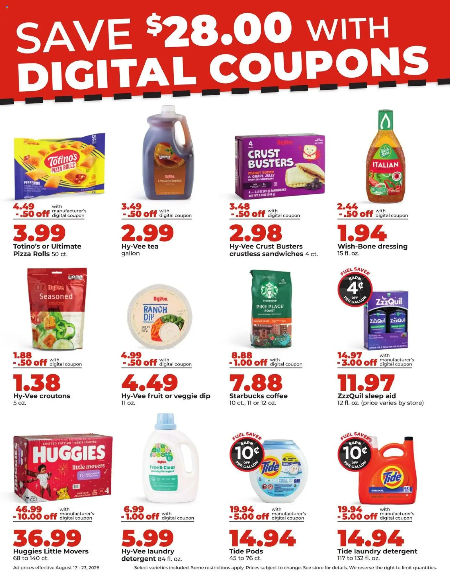 HyVee Weekly Ad - valid from 08/17/2026 | Page: 8 | Products: Butter, Pizza, Tea, Fruit