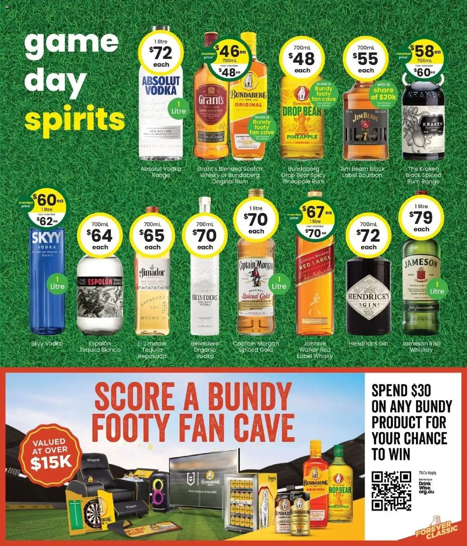 The Bottle-O - Good value booze for good value fans 14/09 - 14/09/2026 > weekly / monthly specials | Page: 5 | Products: Absolut Vodka, Tequila, Bourbon, Fan