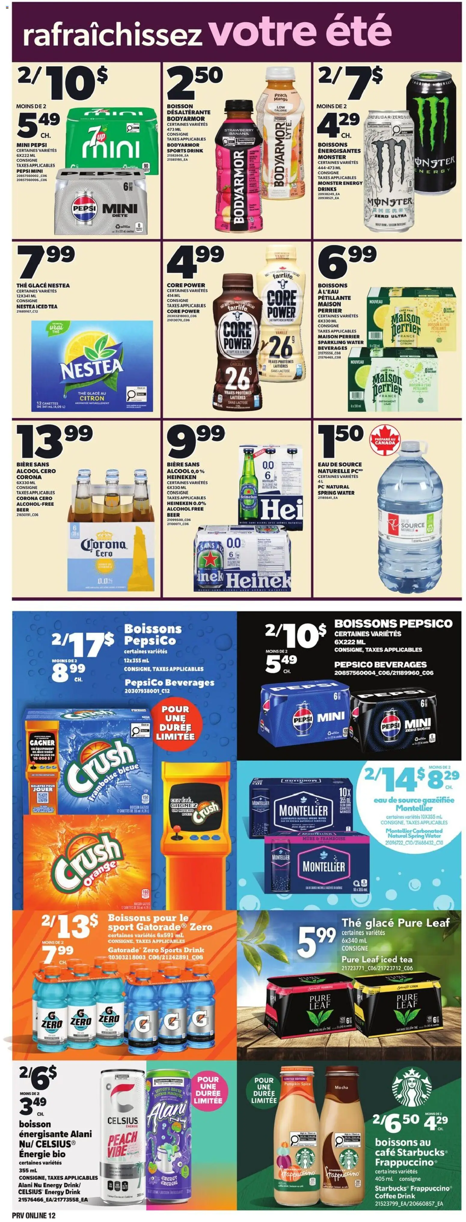 Provigo flyer valid from Sep 3, 2026 | Page: 12 | Products: Water, Pepsi, Alcohol, Drinks