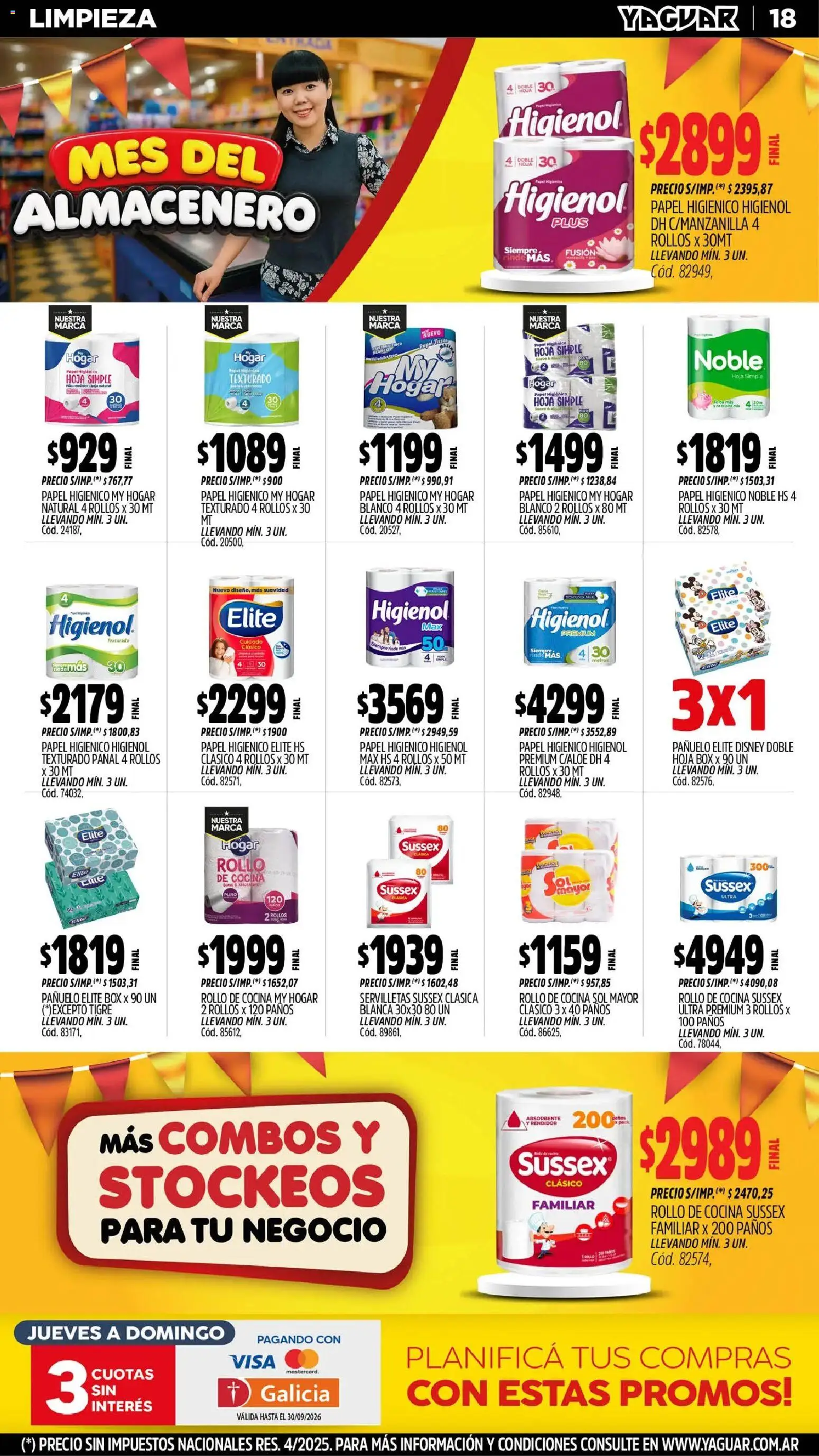 Yaguar - Oferta Semanal Trelew │ válido desde el 31/08/2026 | Página: 18 | Productos: Papel higiénico, Pañuelo, Cocina, Servilletas