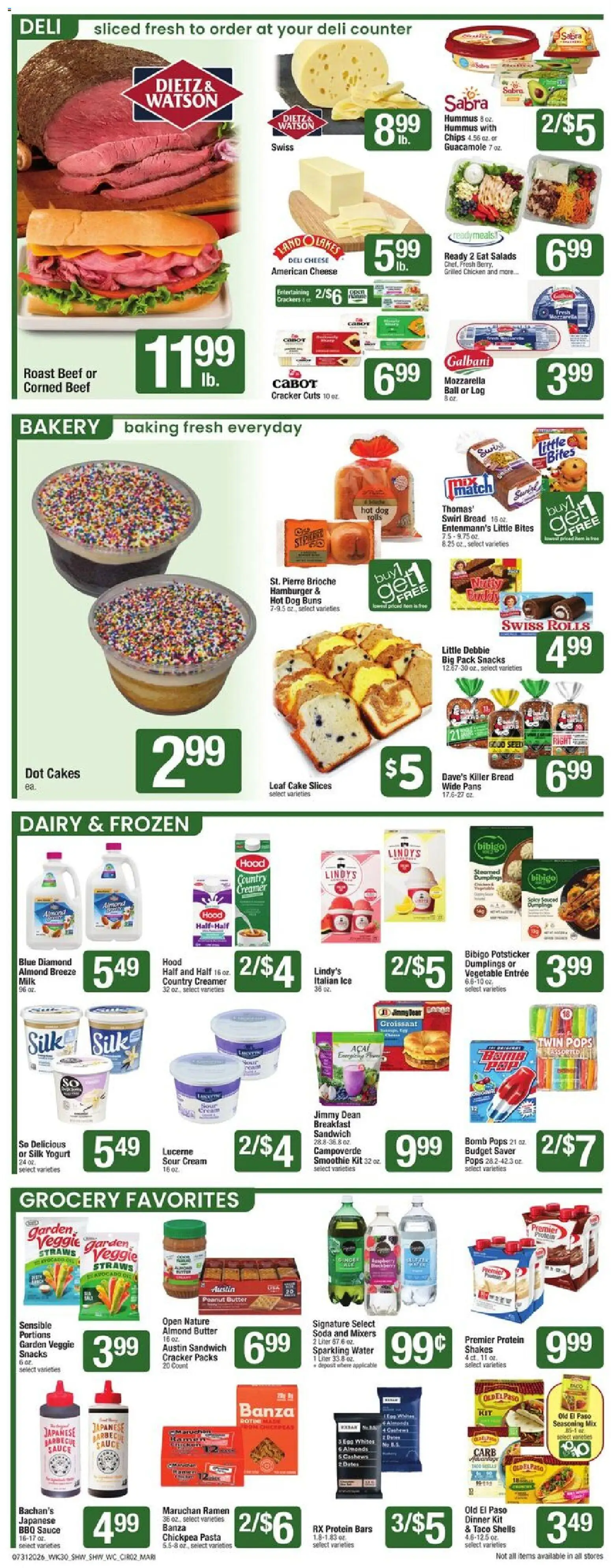 Shaw's Weekly Ad - valid from 07/31/2026 | Page: 2 | Products: Almonds, Croissant, Milk, Hummus