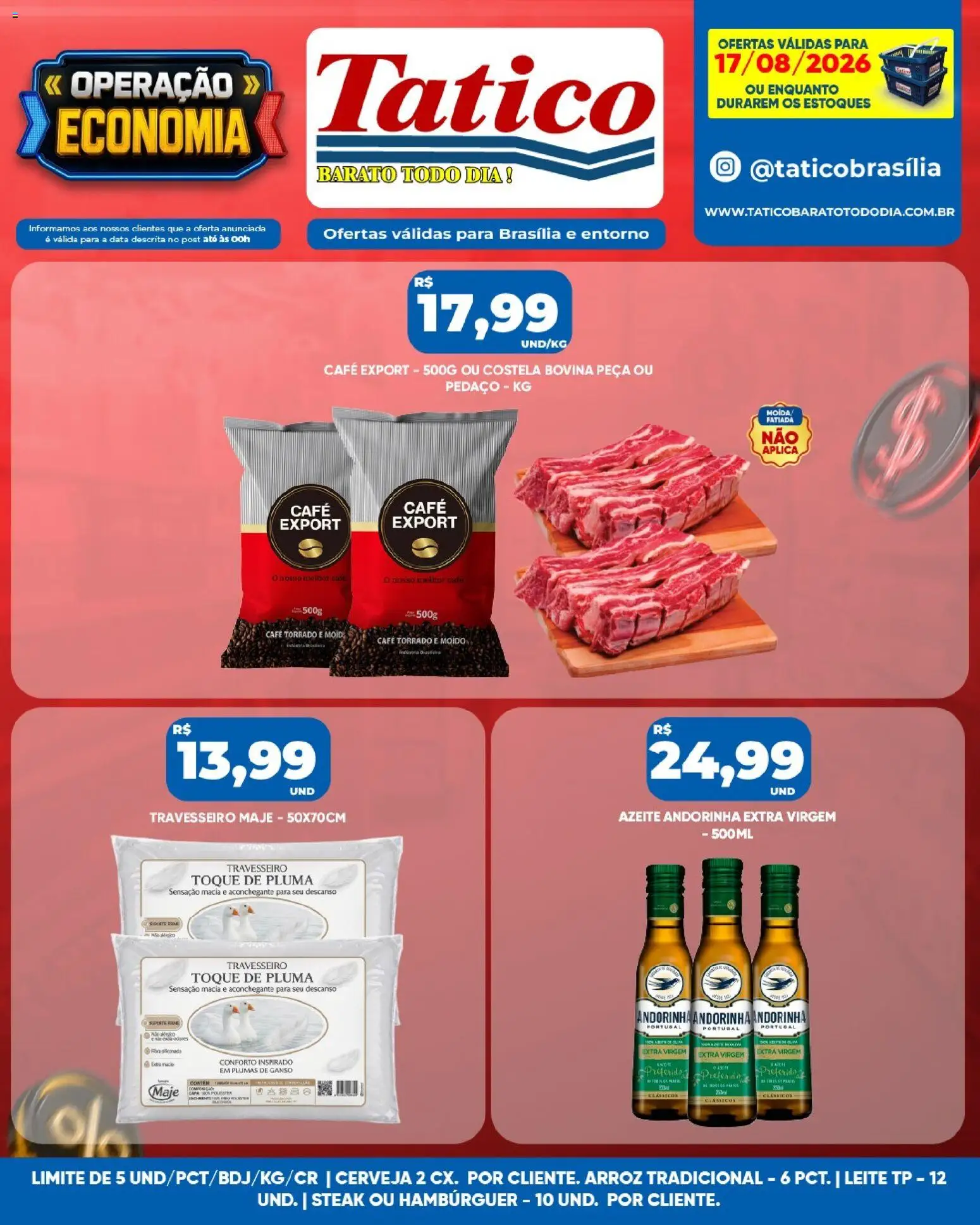 Tatico Folheto - válido de 17/08/2026 | Página: 11 | Produtos: Costela bovina, Leite, Hambúrguer, Azeite