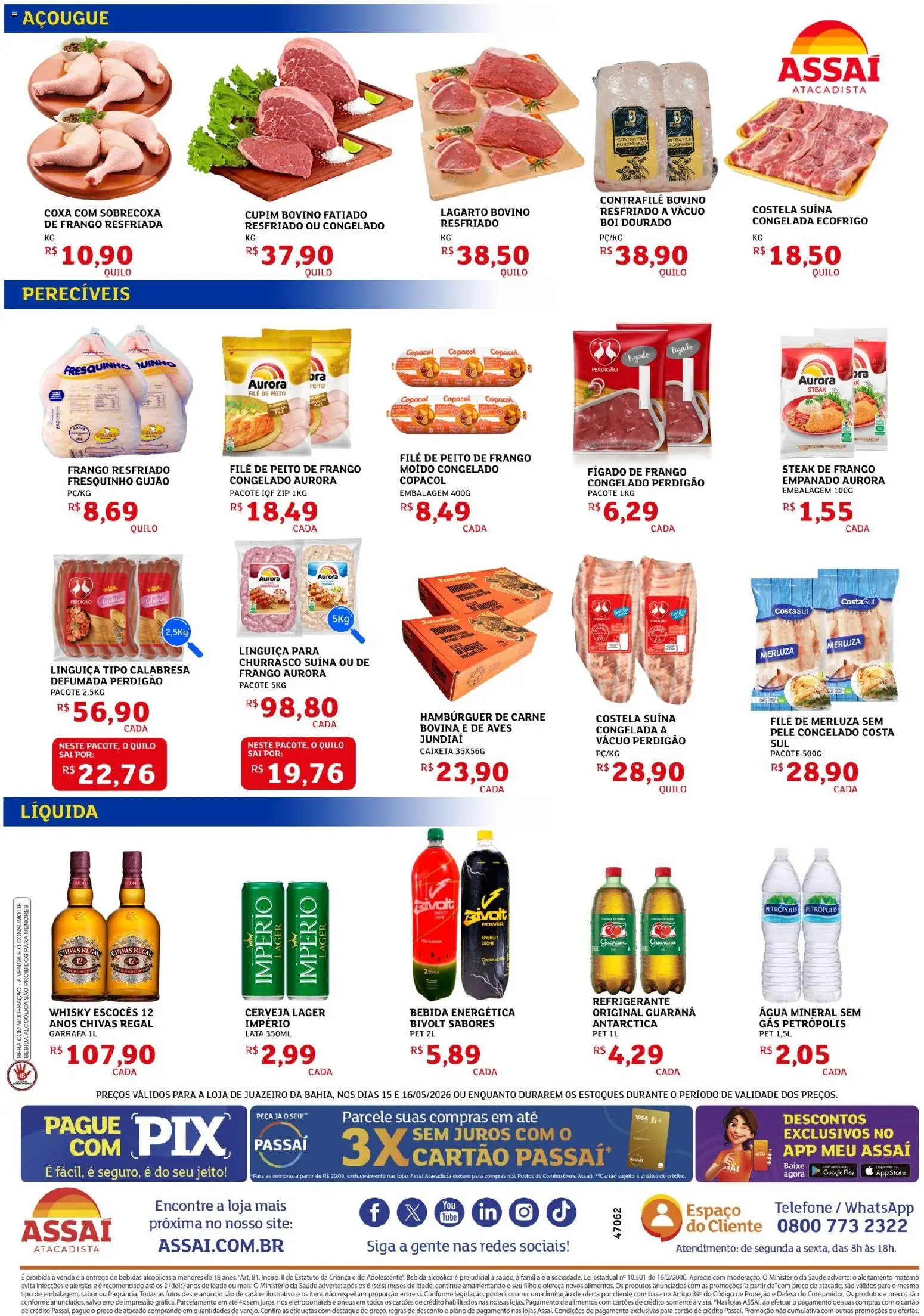 Assaí Atacadista Folheto - válido de 15.05.2026 | Página: 2 | Produtos: Guaraná, Água mineral, Refrigerante, Frango