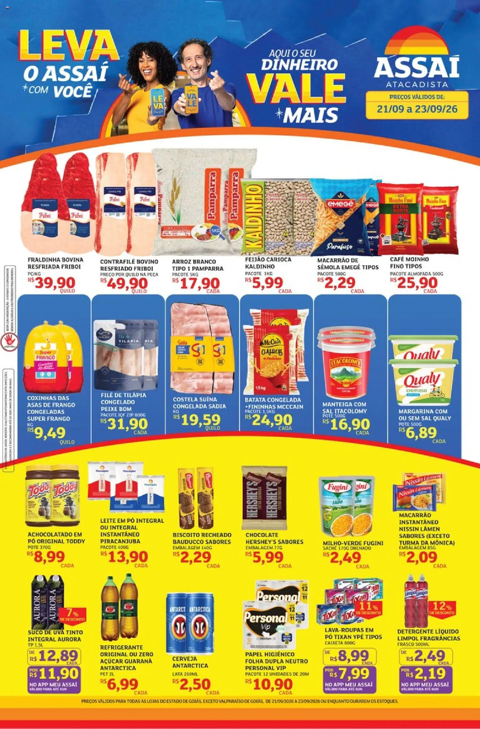 Assaí Atacadista Folheto - válido de 21/09/2026 | Página: 1 | Produtos: Leite, Arroz, Açúcar, Asas de frango