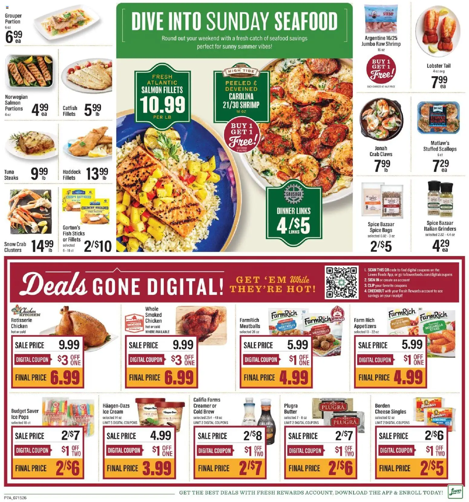 Lowes Foods Weekly Ad - valid from 07/15/2026 | Page: 12 | Products: Clip, Cheese, Fish, Seafood
