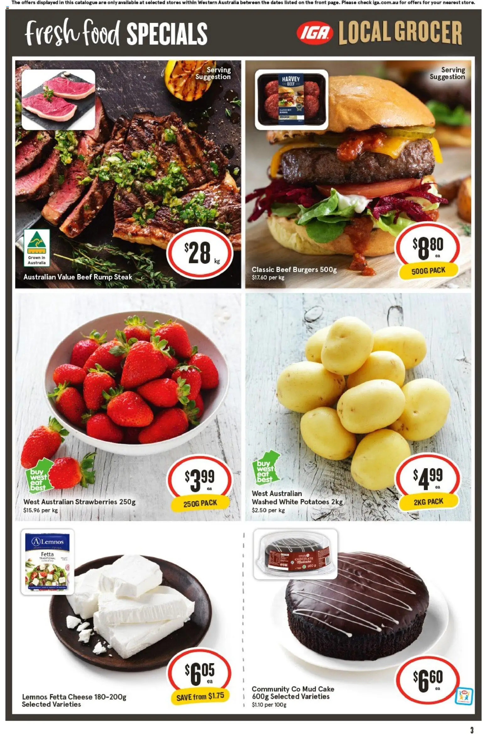 IGA catalogue - valid from 12/08/2026 | Page: 4 | Products: Burgers, Beef, Steak, Rump steak