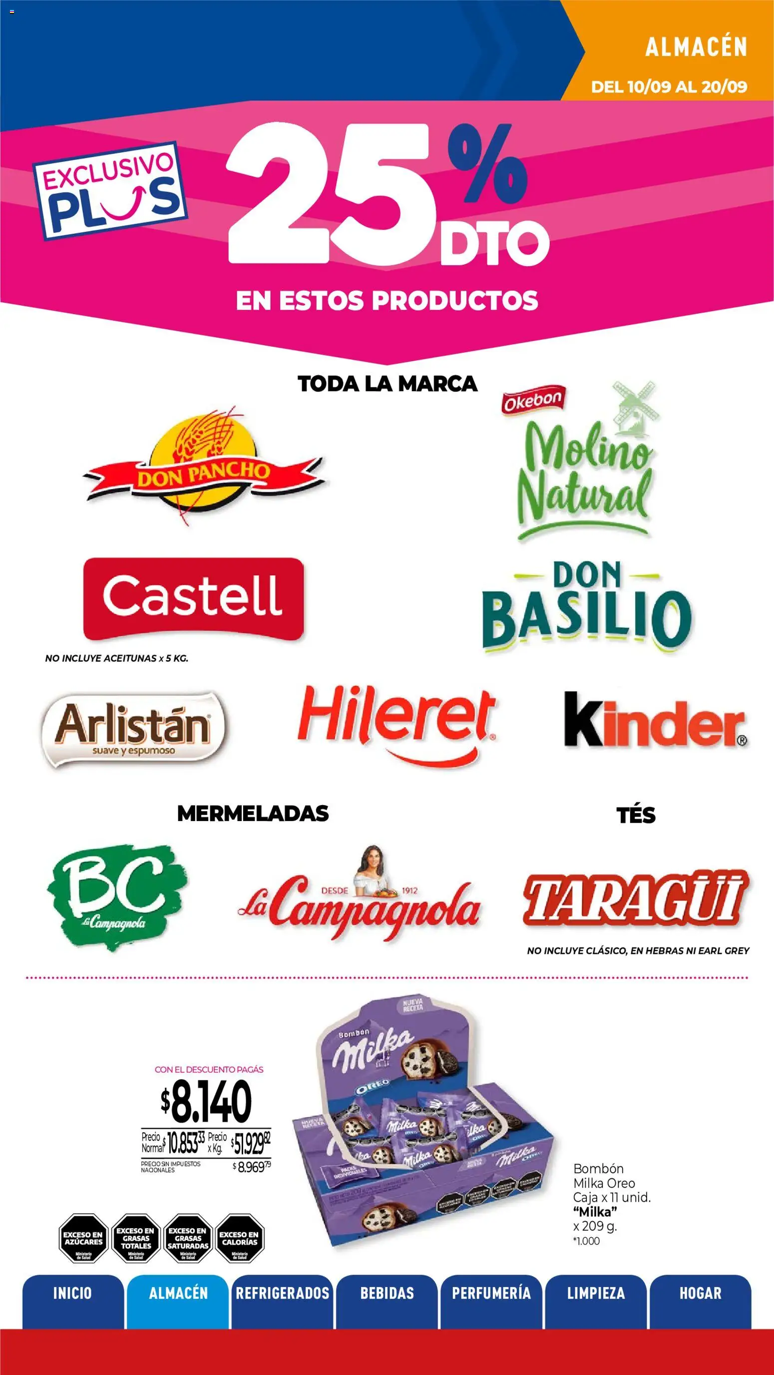 La Anonima catálogo │ válido desde el 10/09/2026 | Página: 10 | Productos: Caja, Bebidas, Aceitunas, Oreo