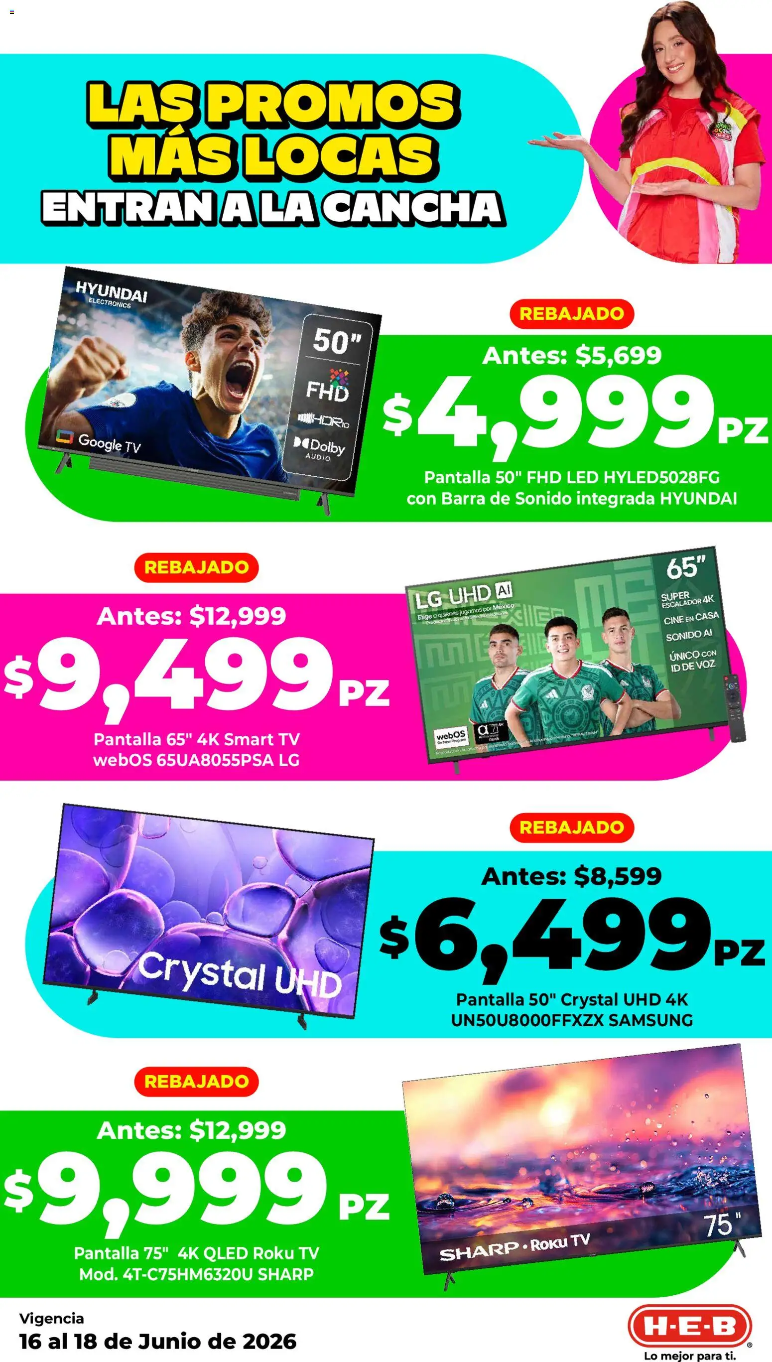 Nuevas ofertas de H-E-B válidas en toda la República Mexicana desde el 16.06.2026. ¡Encuentra las mejores ofertas en H-E-B folleto Ofertas! | Página: 7 | Productos: Audio, Barra
