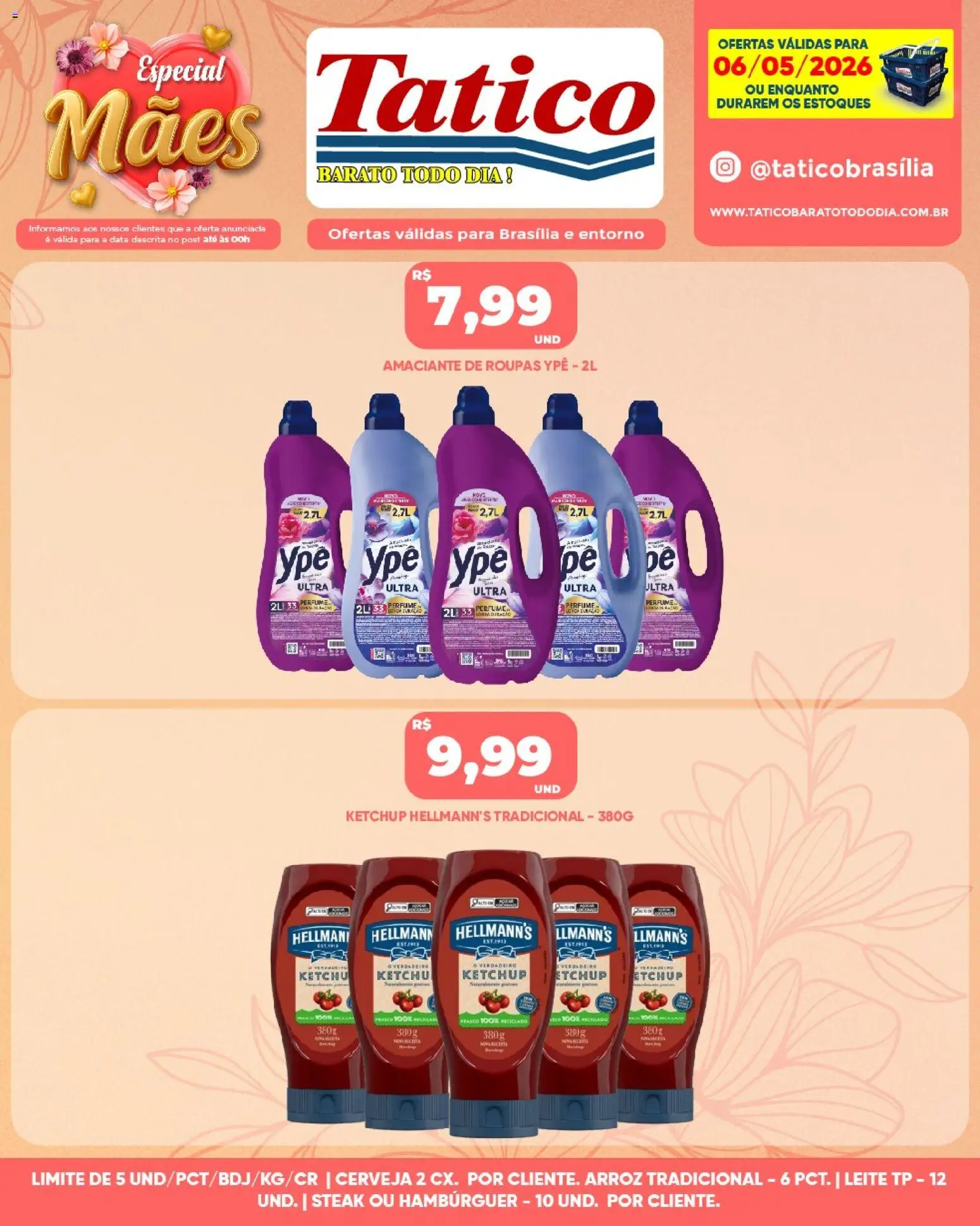 Tatico Folheto - válido de 06.05.2026 | Página: 6 | Produtos: Cerveja, Arroz, Hambúrguer, Amaciante