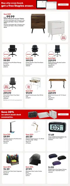 Preview of Staples weekly flyer / circulaire from shop Staples valid from Jul 17, 2026 | Page: 11 | Products: Alarm clock, Case, Table, Chair