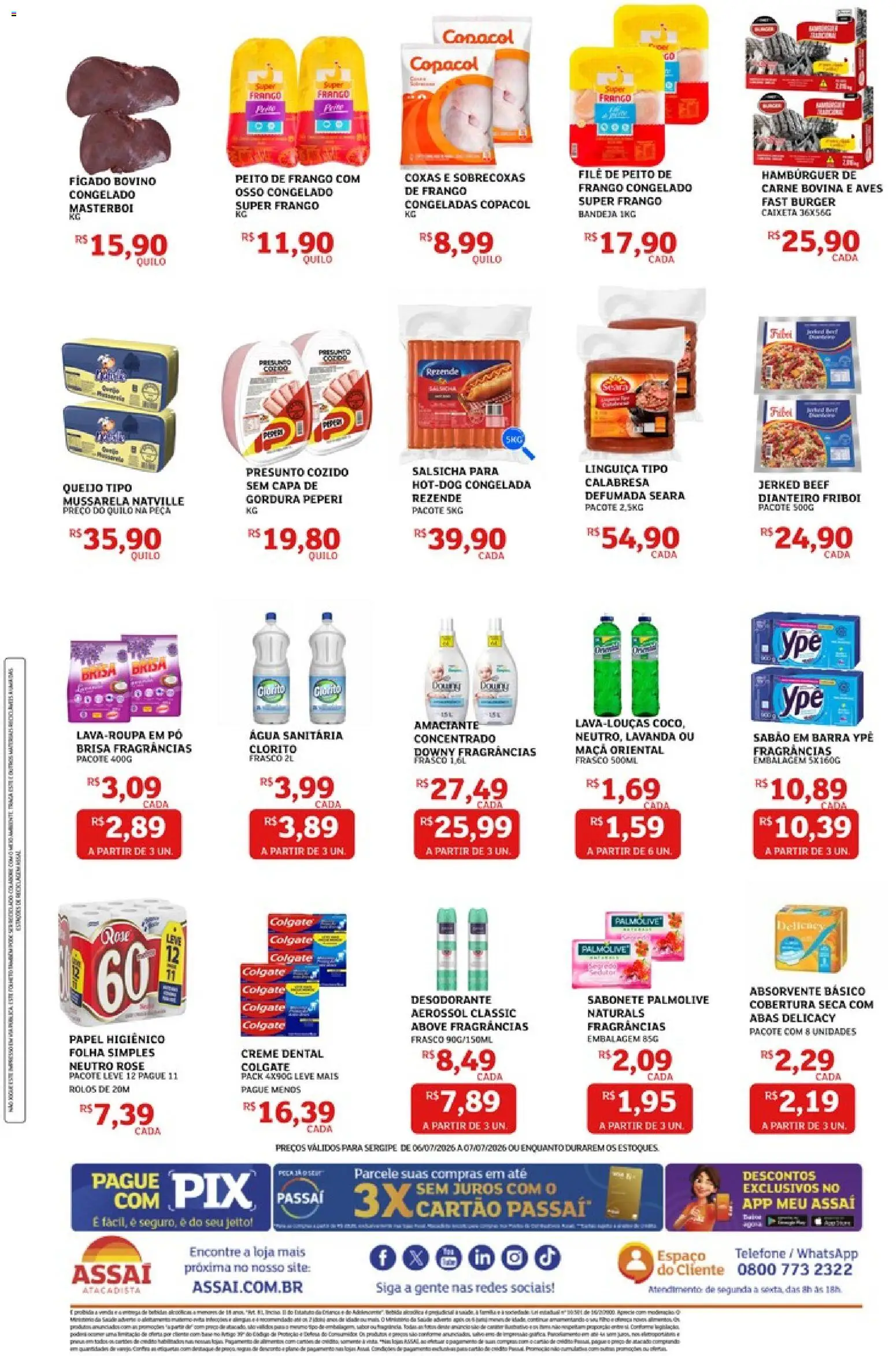 Assaí Atacadista Folheto - válido de 06/07/2026 | Página: 2 | Produtos: Telefone, Frango, Absorvente, Amaciante