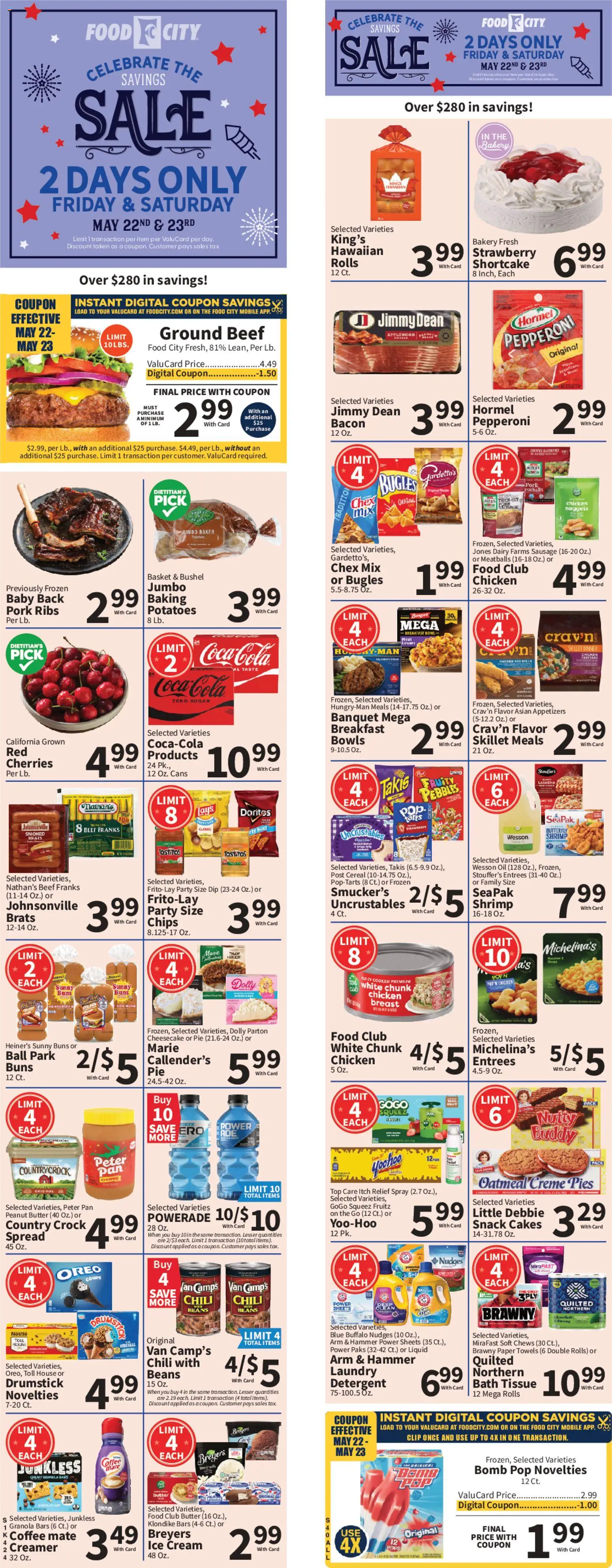 Food City Weekly Ad - valid from 20.05.2026 | Page: 1 | Products: Oil, Detergent, Sausage, Cheesecake