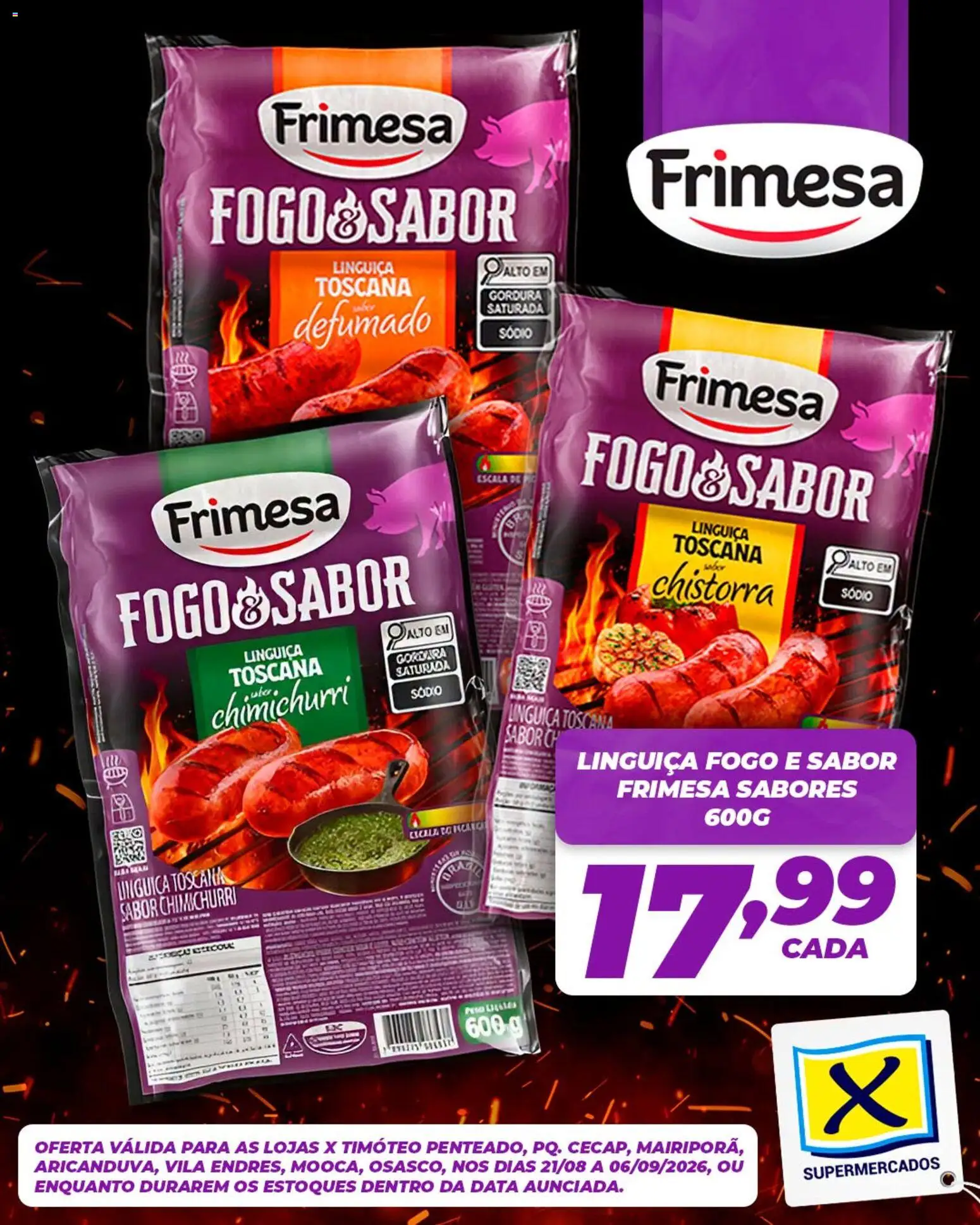 X Supermercados Folheto - válido de 21/08/2026 | Página: 1 | Produtos: Linguiça