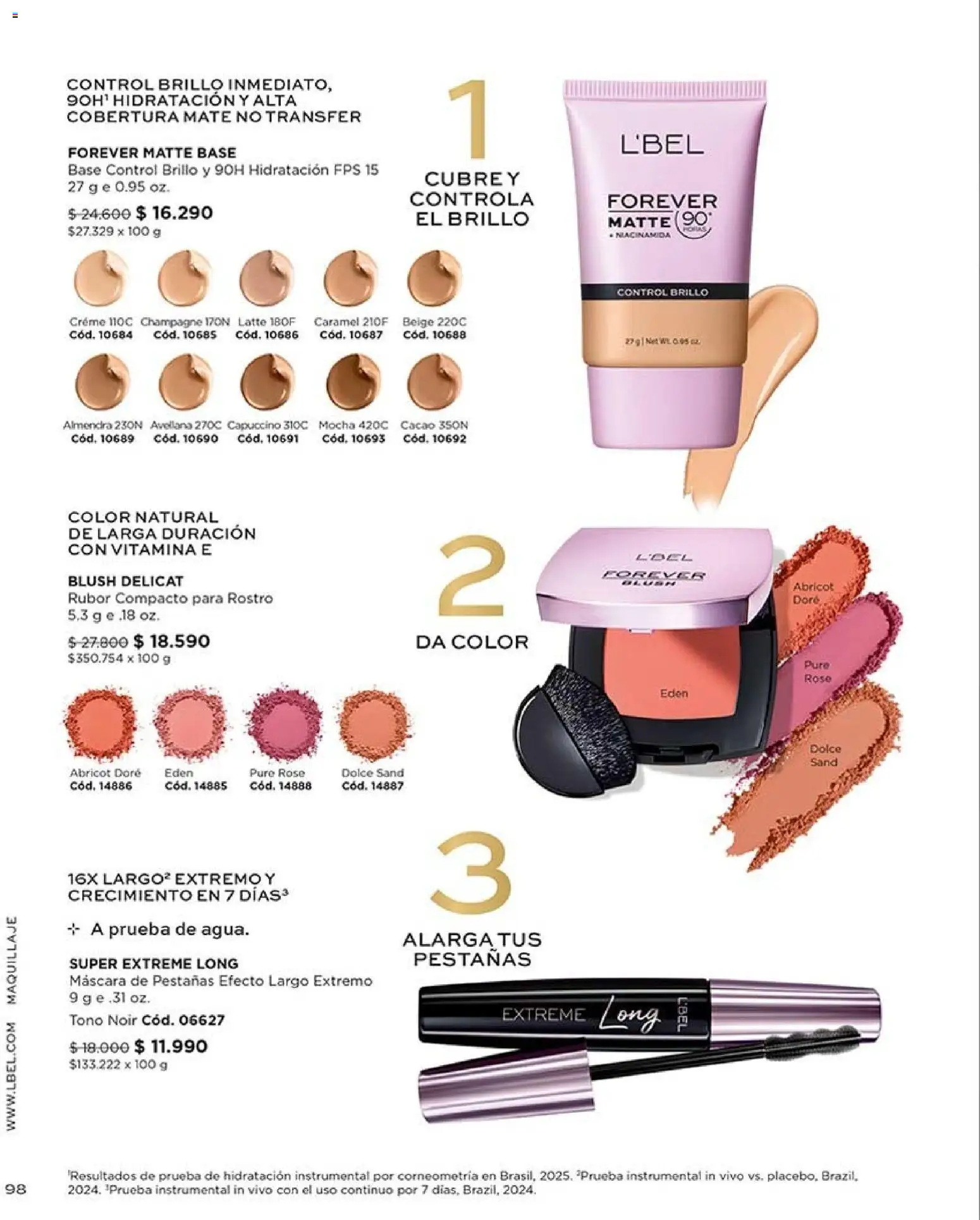 Catálogo L'Bel Campaña 14 │ válido desde el 16.08.2026 | Página: 98 | Productos: Brillo, Almendra, Maquillaje, Máscara