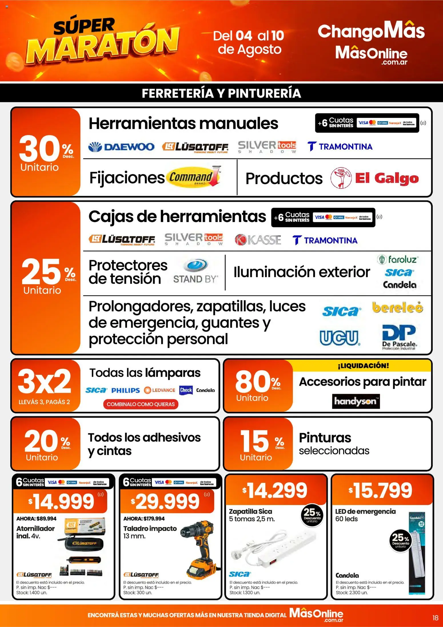Changomas ofertas │ válido desde el 04/08/2026 | Página: 18 | Productos: Taladro, Guantes