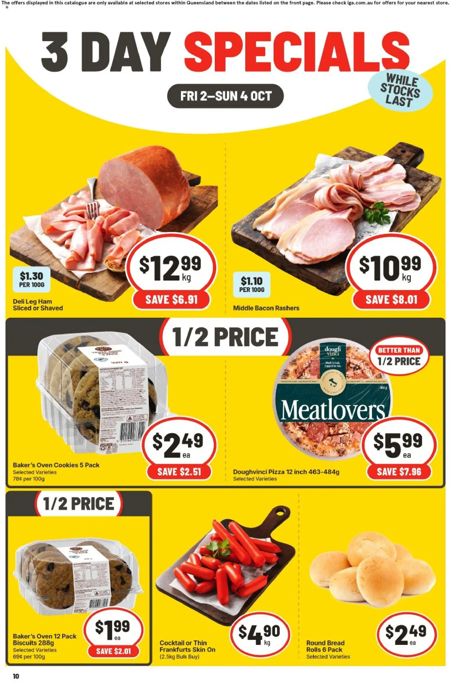 IGA catalogue - valid from 02/10/2026 | Page: 2 | Products: Bacon, Pizza, Dough, Cookies