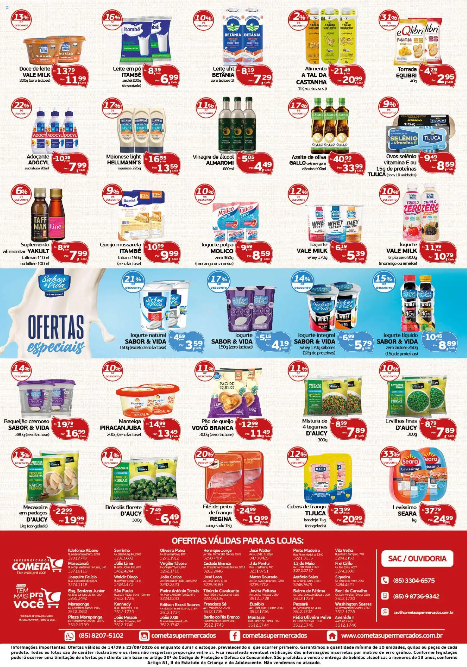 Cometa Supermercados Folheto - válido de 14/09/2026 | Página: 2 | Produtos: Macaxeira, Pó, Álcool, Requeijão
