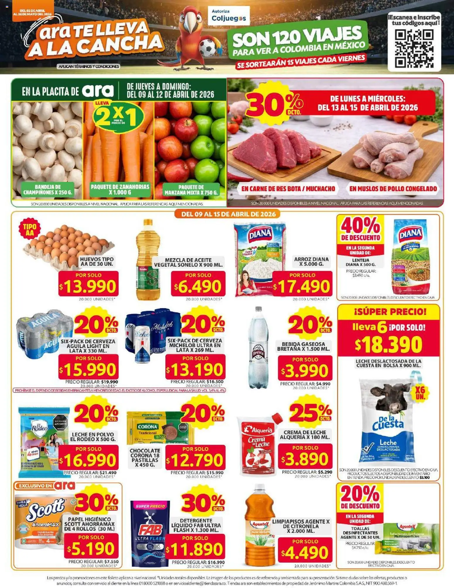 Ara revista - valida desde el 09.04.2026 | Página: 1 | Productos: Leche en polvo, Caja, Crema de leche, Huevos