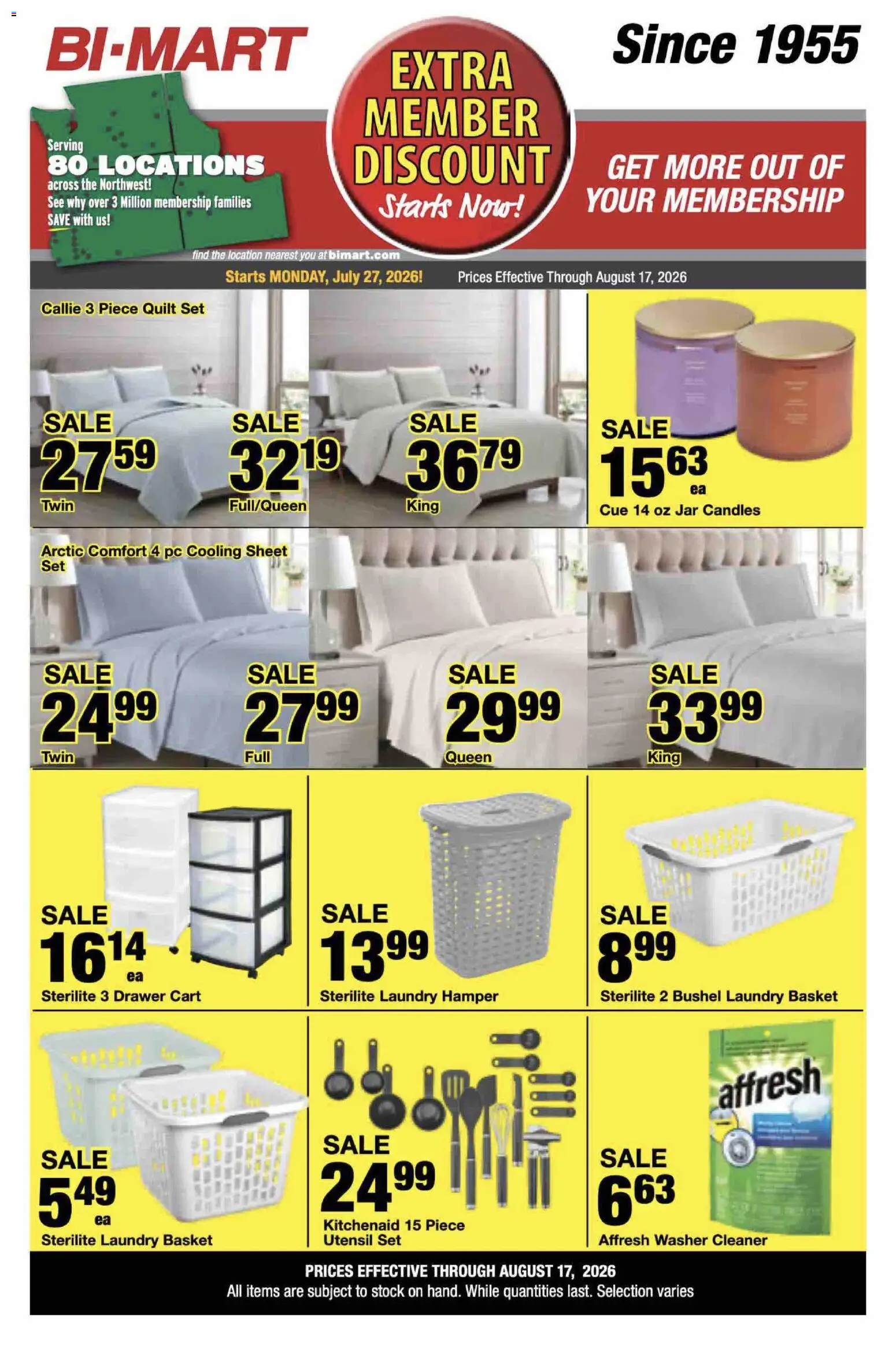 Bi-Mart Extra Member Discount - valid from 07/27/2026 | Page: 2 | Products: Basket, Washer, Quilt, Sheet