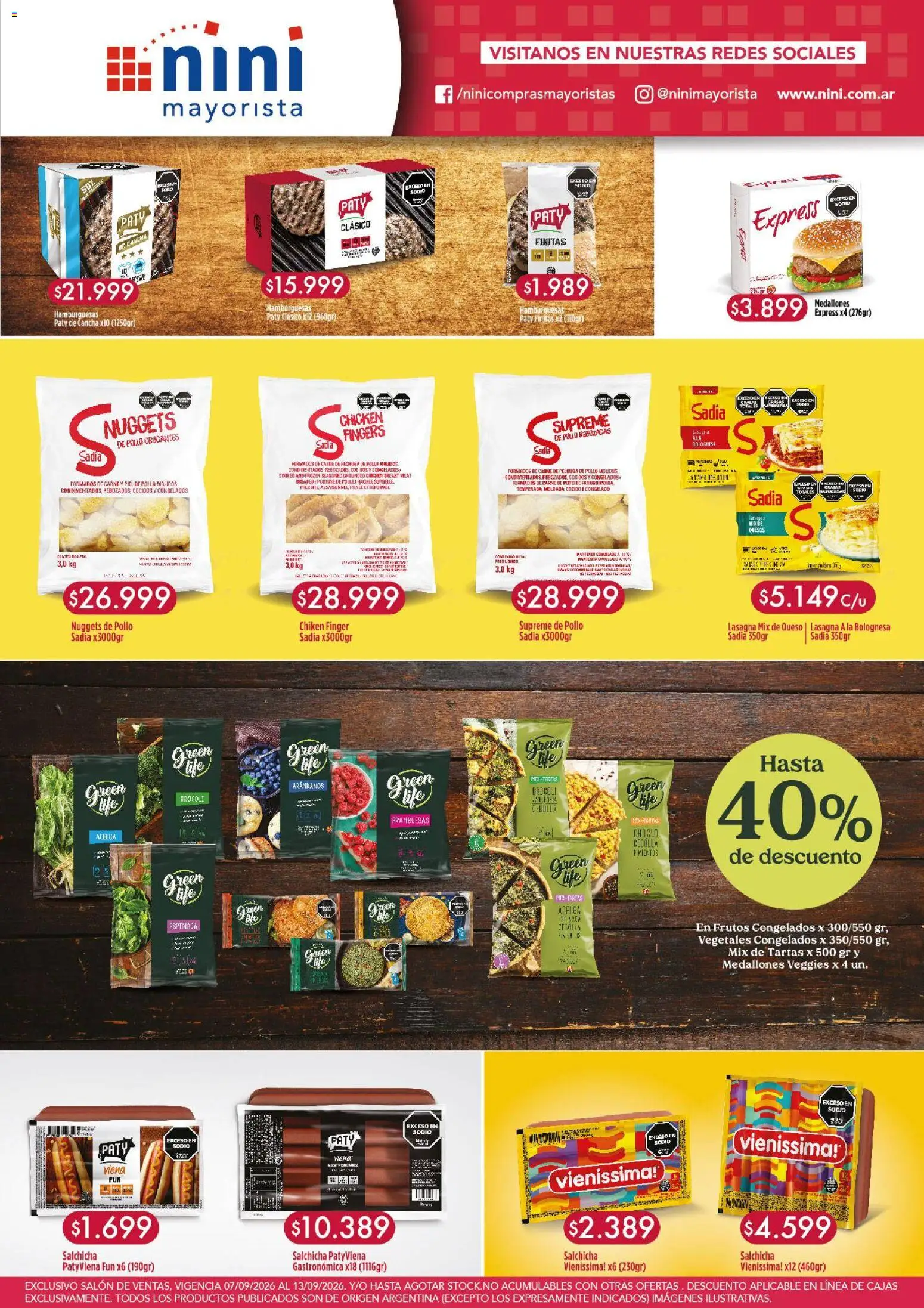NINI Mayorista - Nuestros frescos a tu mesa │ válido desde el 07/09/2026 | Página: 3 | Productos: Frambuesas, Pollo, Salchicha, Brocoli