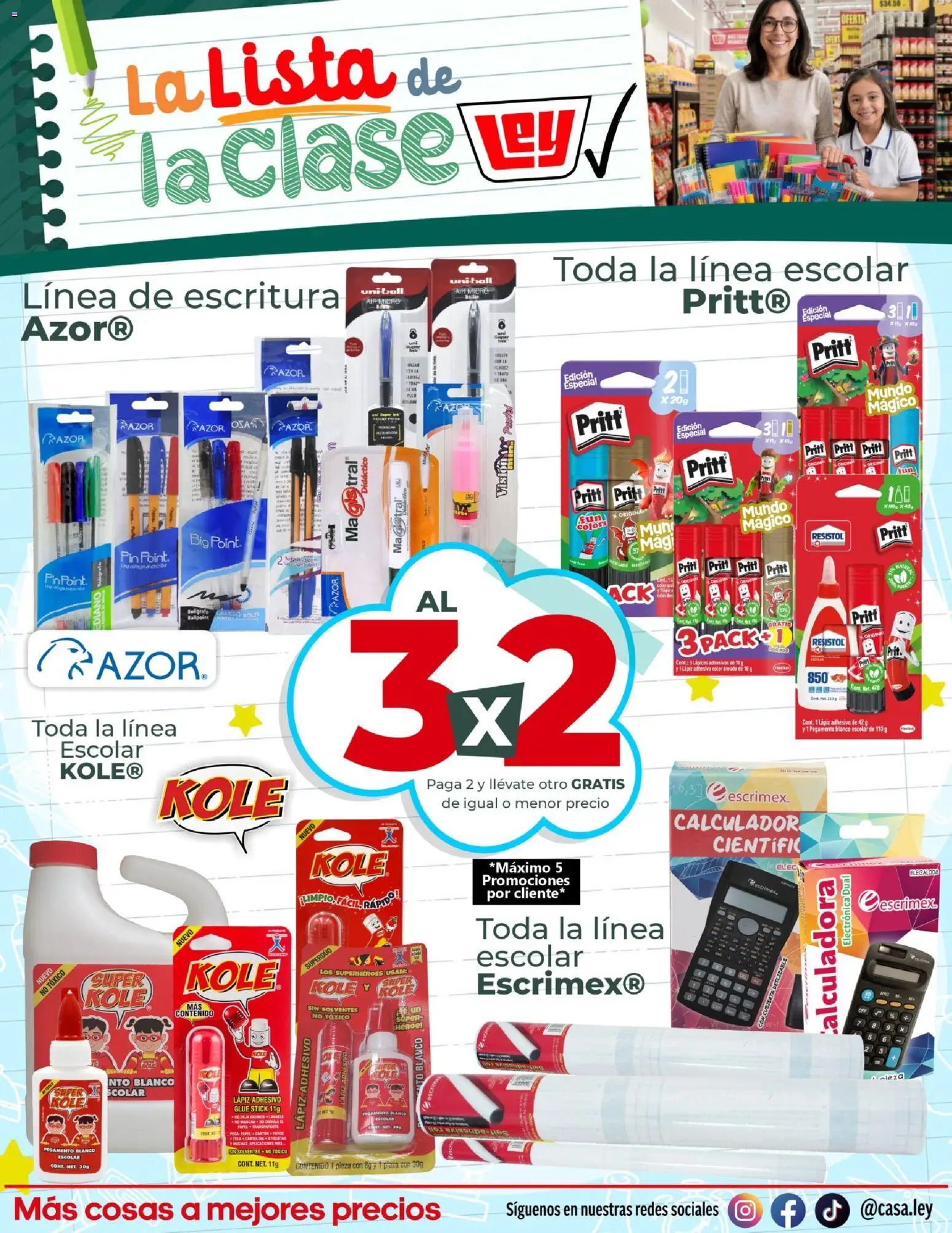 Nuevas ofertas de Casa Ley válidas en toda la República Mexicana desde el 27/08/2026. ¡Encuentra las mejores ofertas en Casa Ley folleto La Lista de la Clase! | Página: 6 | Productos: Pegamento, Calculadora