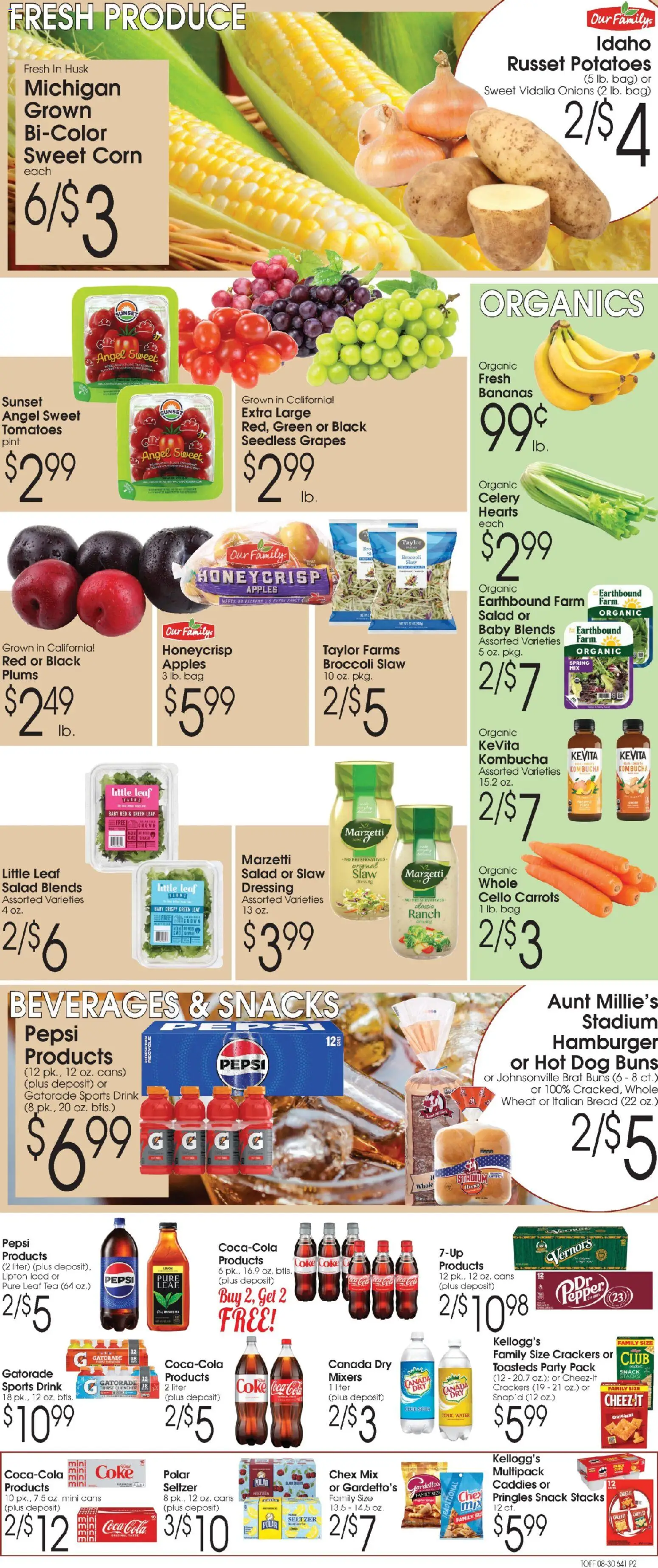 Family Fare Ad - valid from 08/30/2026 | Page: 2 | Products: Corn, Bananas, Salad, Bag