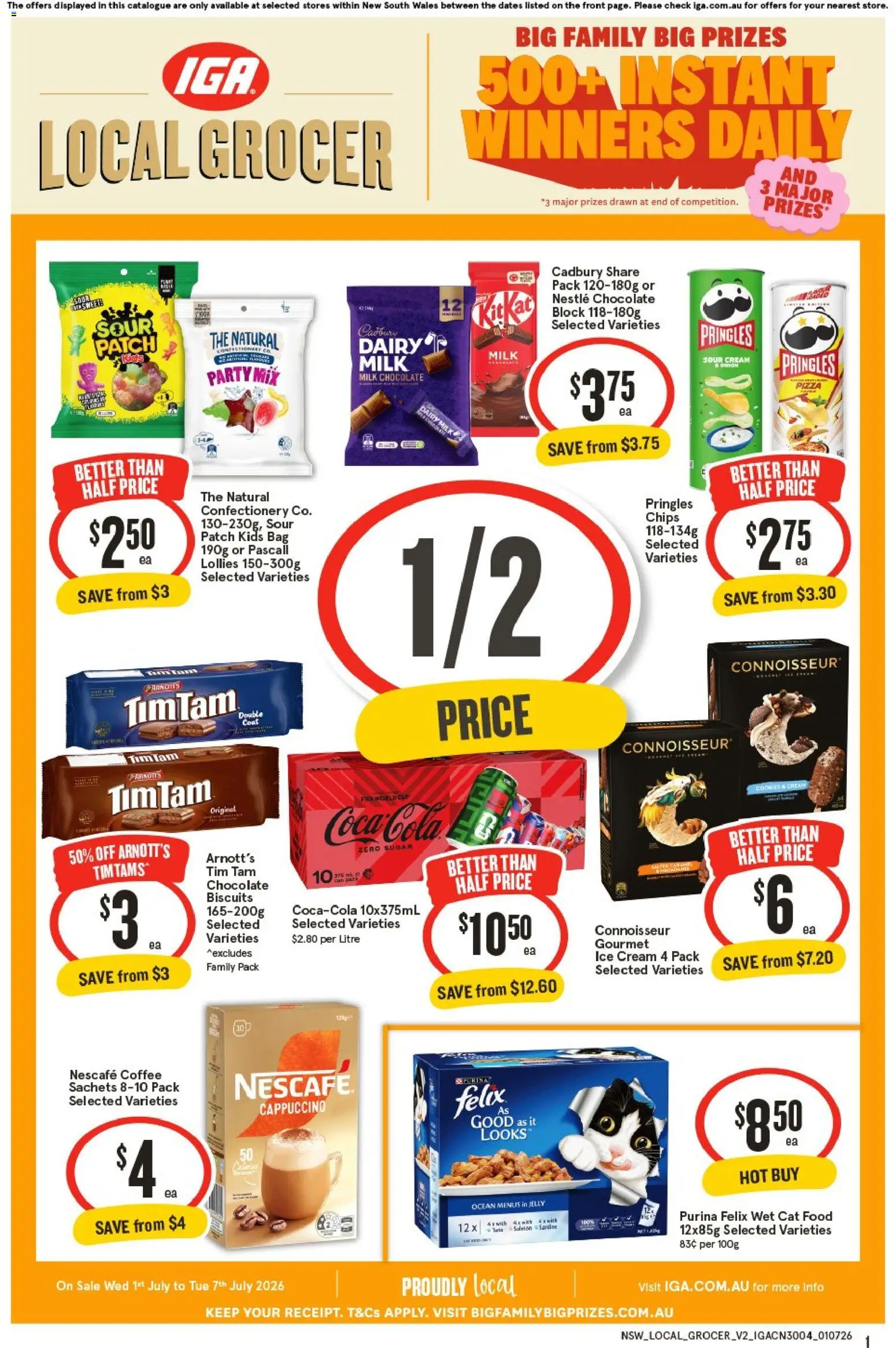 IGA catalogue - valid from 01/07/2026 | Page: 1 | Products: Dairy, Coffee, Pizza, Sugar
