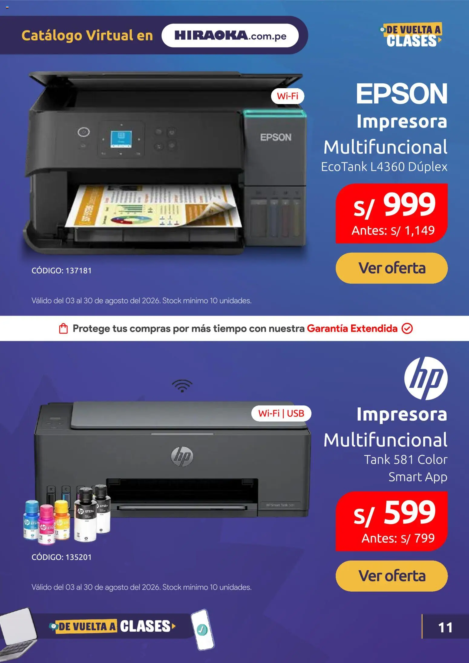 Catálogo Hiraoka válido desde 03/08/2026 | Página: 12 | Productos: Impresora, USB