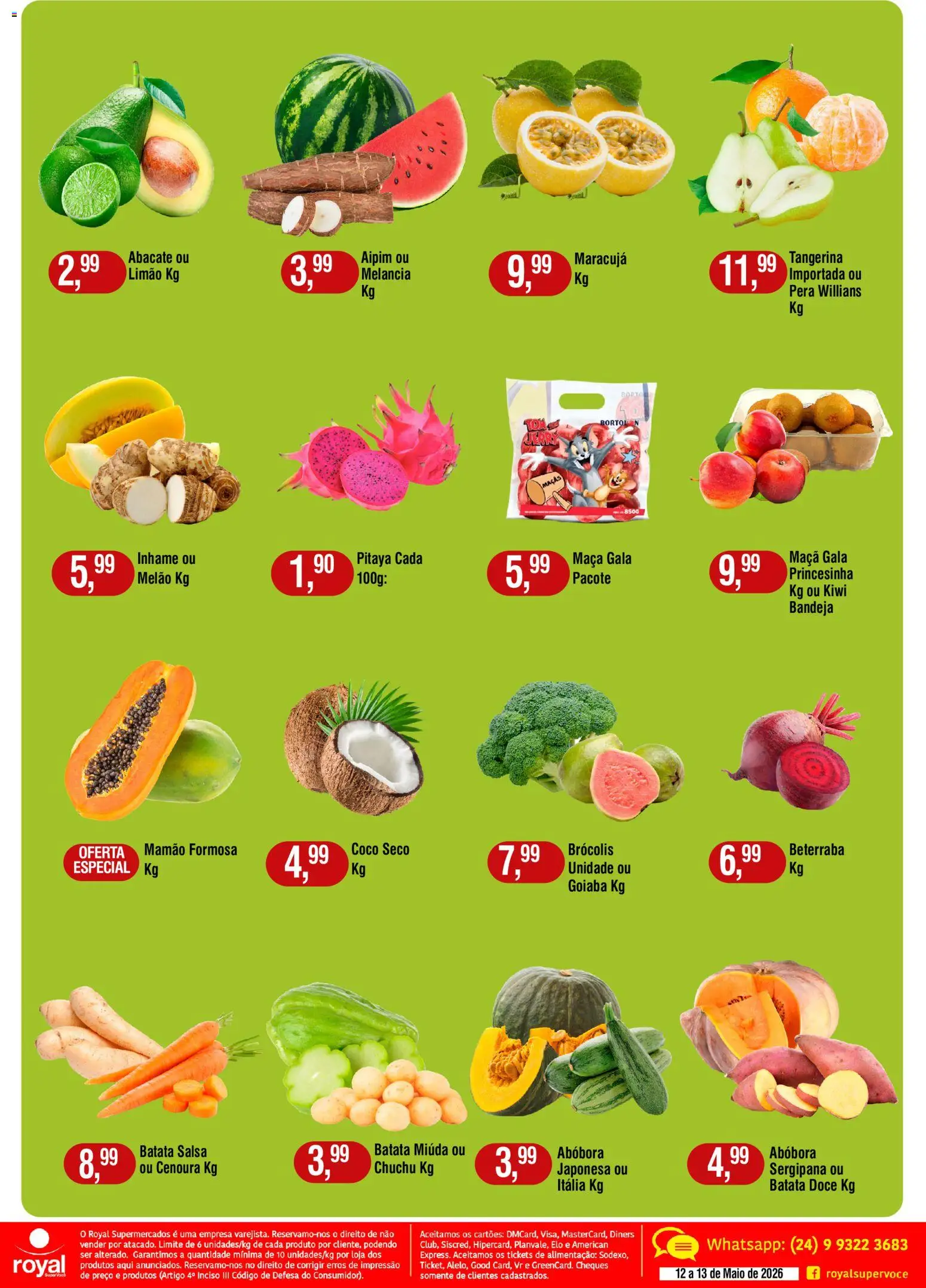 Royal Supermercados Folheto - válido de 12.05.2026 | Página: 2 | Produtos: Pera, Abóbora, Inhame, Kiwi