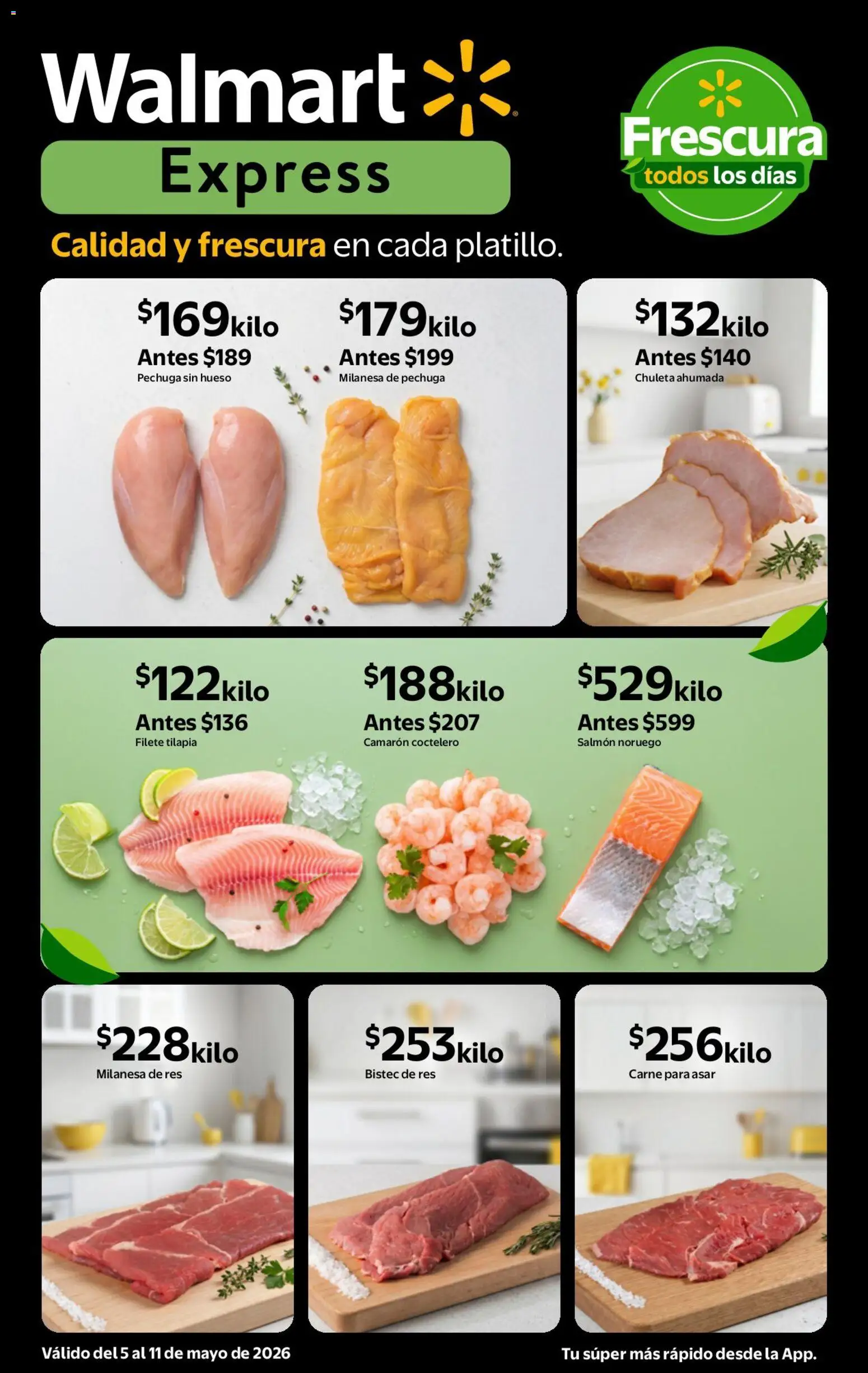 Nuevas ofertas de Walmart Express válidas en toda la República Mexicana desde el 05.05.2026. ¡Encuentra las mejores ofertas en Walmart Express folleto Calidad a precios bajos! | Página: 3 | Productos: Milanesa, Res