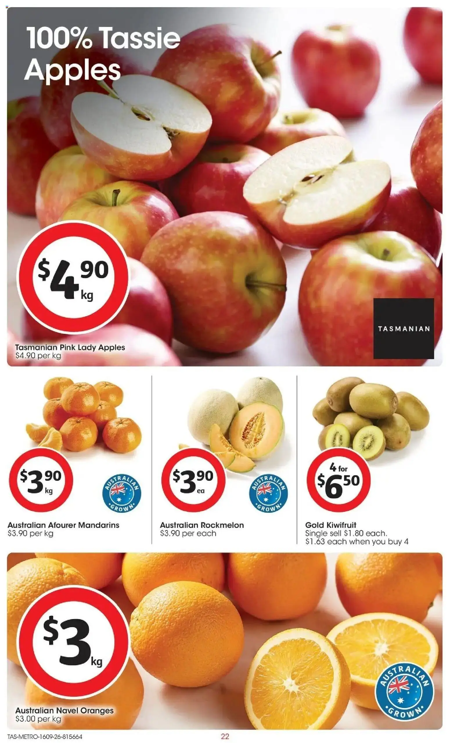 Coles catalogue - valid from 16/09/2026 | Page: 22 | Products: Oranges, Kiwifruit, Mandarins, Rockmelon