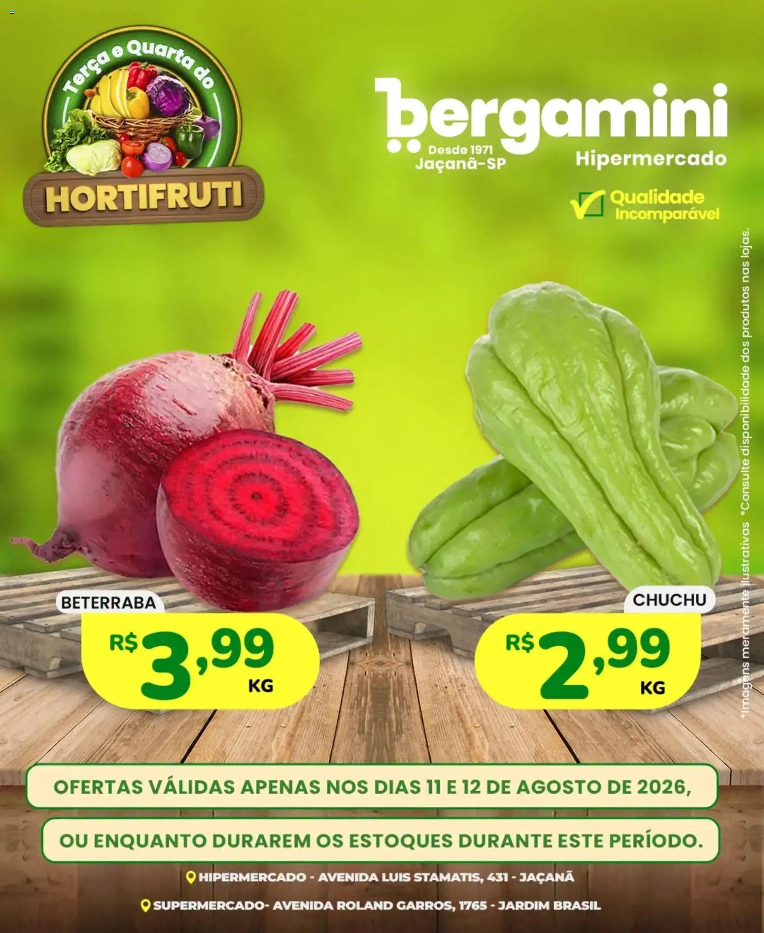 Supermercado Bergamini Folheto - válido de 11/08/2026 | Página: 9 | Produtos: Chuchu, Beterraba