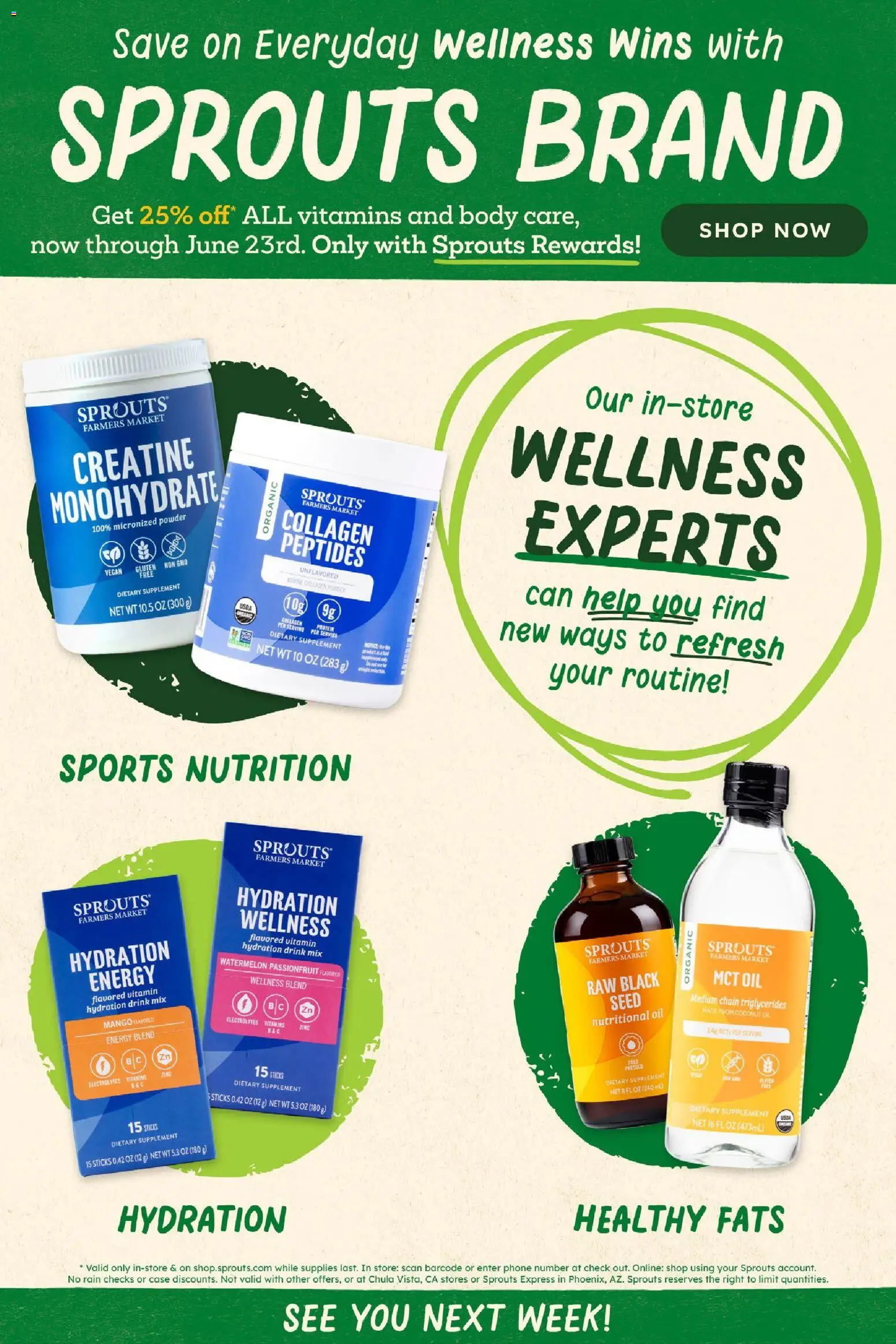 Sprouts Weekly Ad - valid from 17.06.2026 | Page: 12 | Products: Vitamin, Creatine, Oil, Case