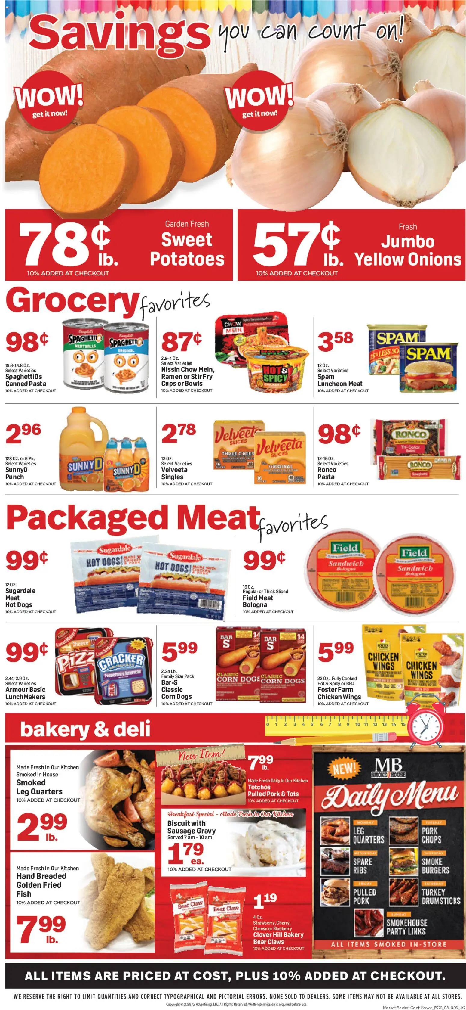 Market Basket Cash Saver Weekly Ad - valid from 08/19/2026 | Page: 2 | Products: Meat, Cheese, Potatoes, Drumsticks
