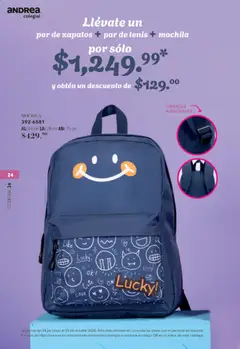 Vista previa de Andrea catálogo Colegial, nuevo folleto de la tienda, válido en México a partir del 23/05/2026 | Página: 24 | Productos: Tenis, Zapatos, Mochila, Tirantes