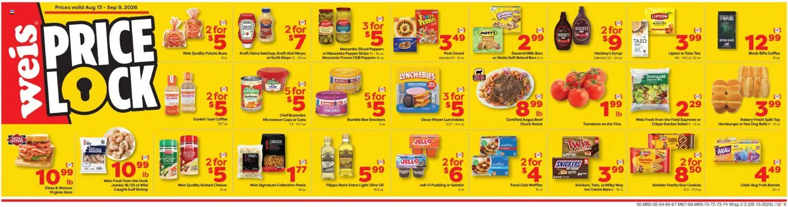 Weis Weekly Ad - valid from 08/13/2026 | Page: 2 | Products: Hamburger, Cookies, Lemon, Snickers