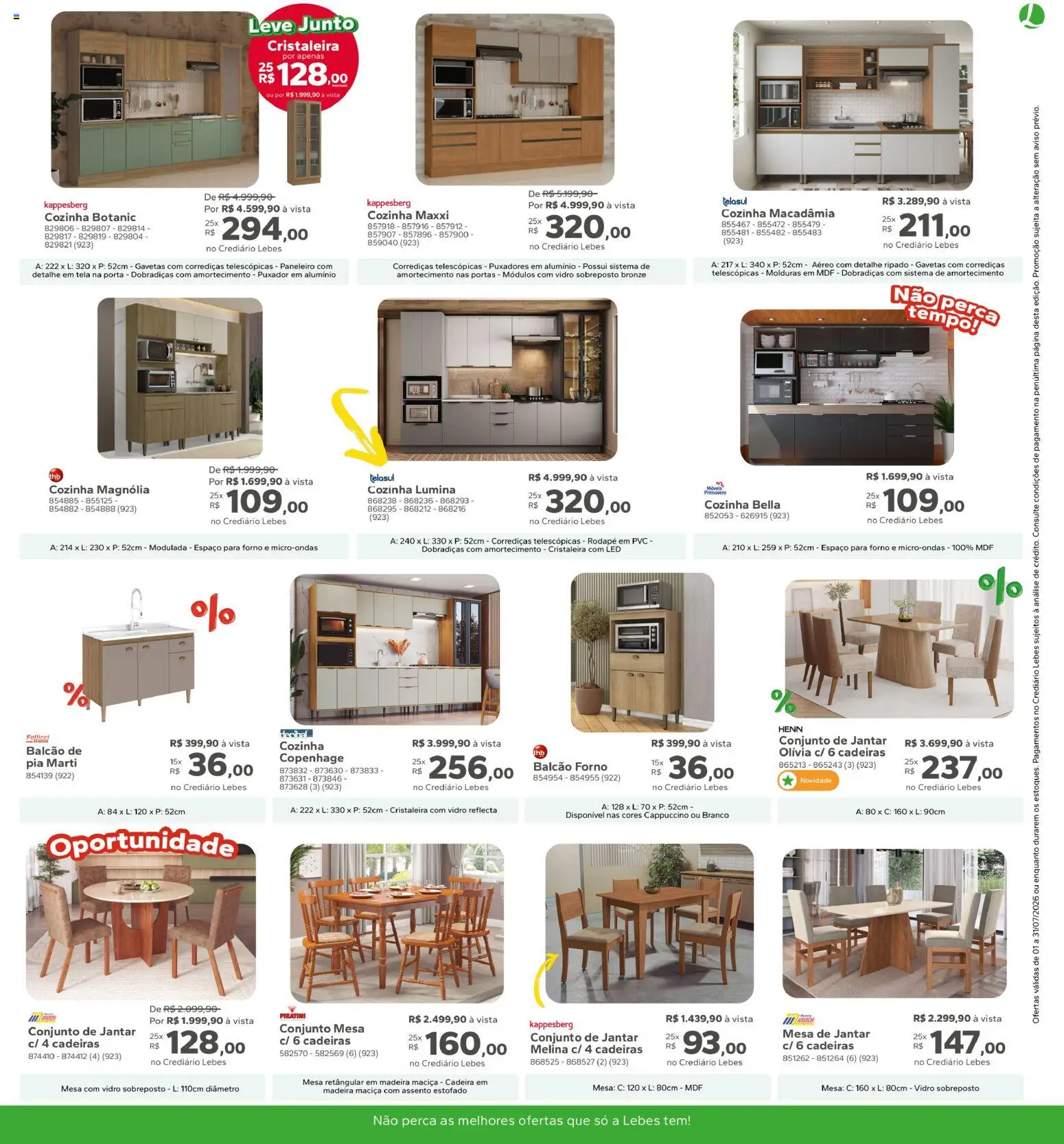 Lebes Folheto - válido de 01/07/2026 | Página: 13 | Produtos: Forno, Cristaleira, Mesa, Mesa de jantar